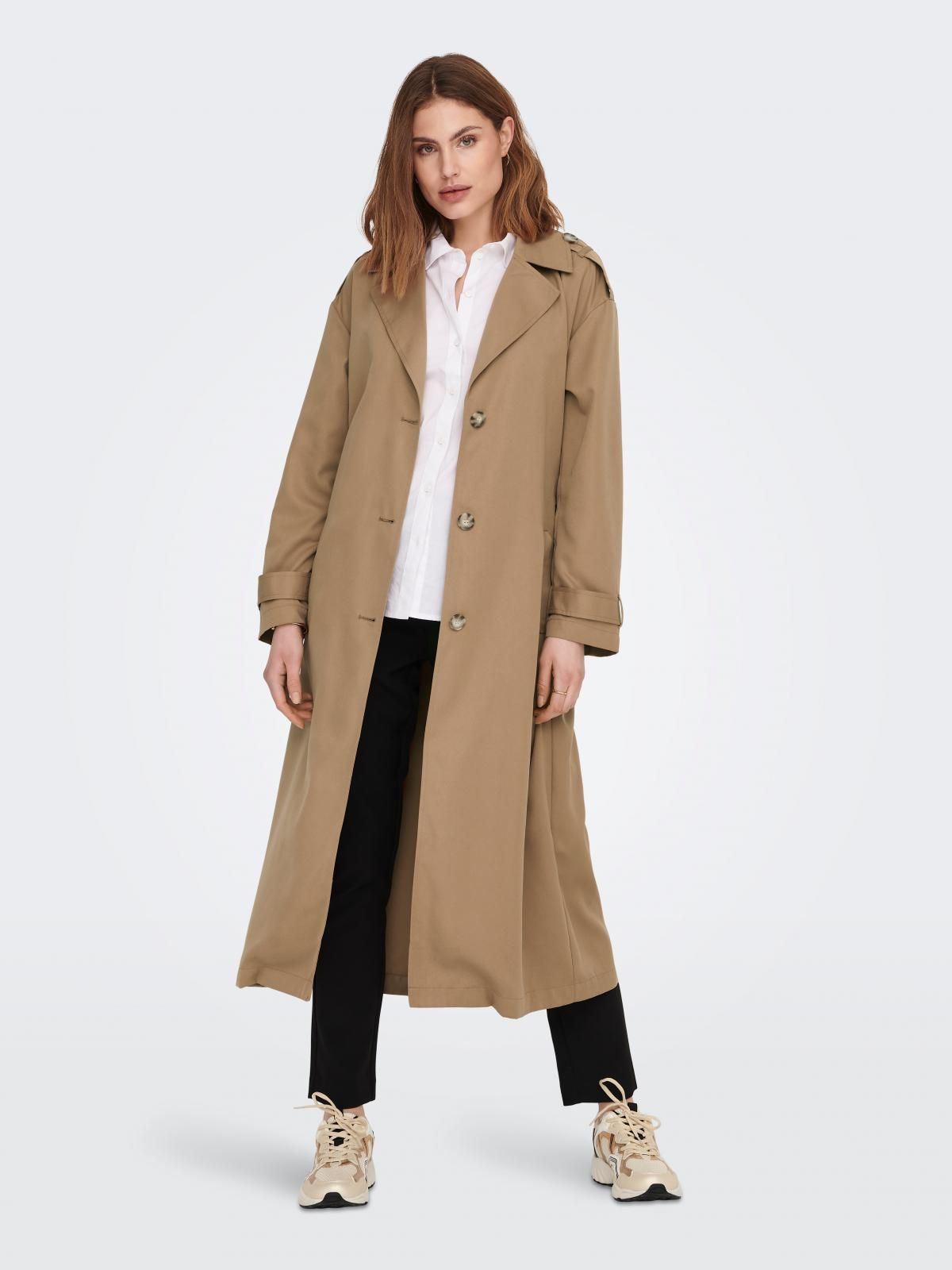 온리 클래식 롱 트렌치코트 벨티드 베이지 15217799_1991 BROWN / TIGERS EYE - 상세 이미지 2