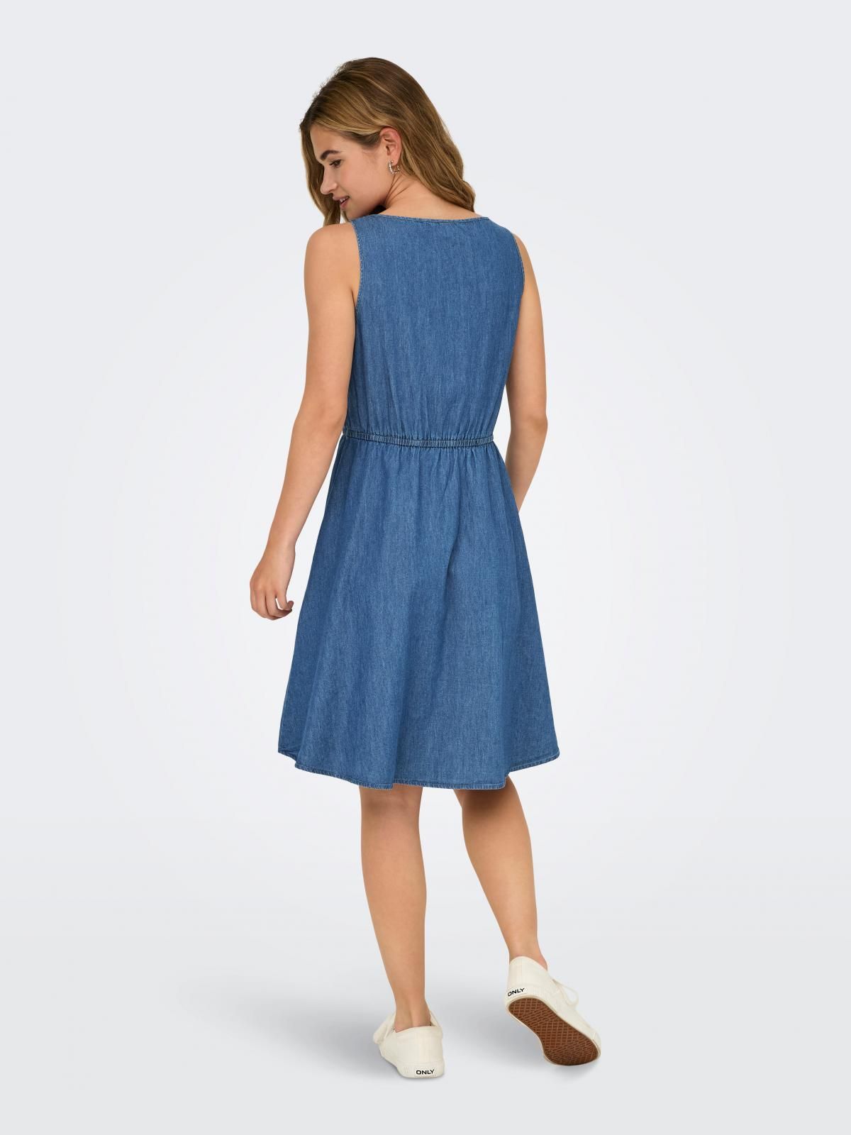 온리 데님 미니 원피스 민소매 캐주얼 15358785_2115 BLUE / MEDIUM BLUE DENIM - 상세 이미지 3