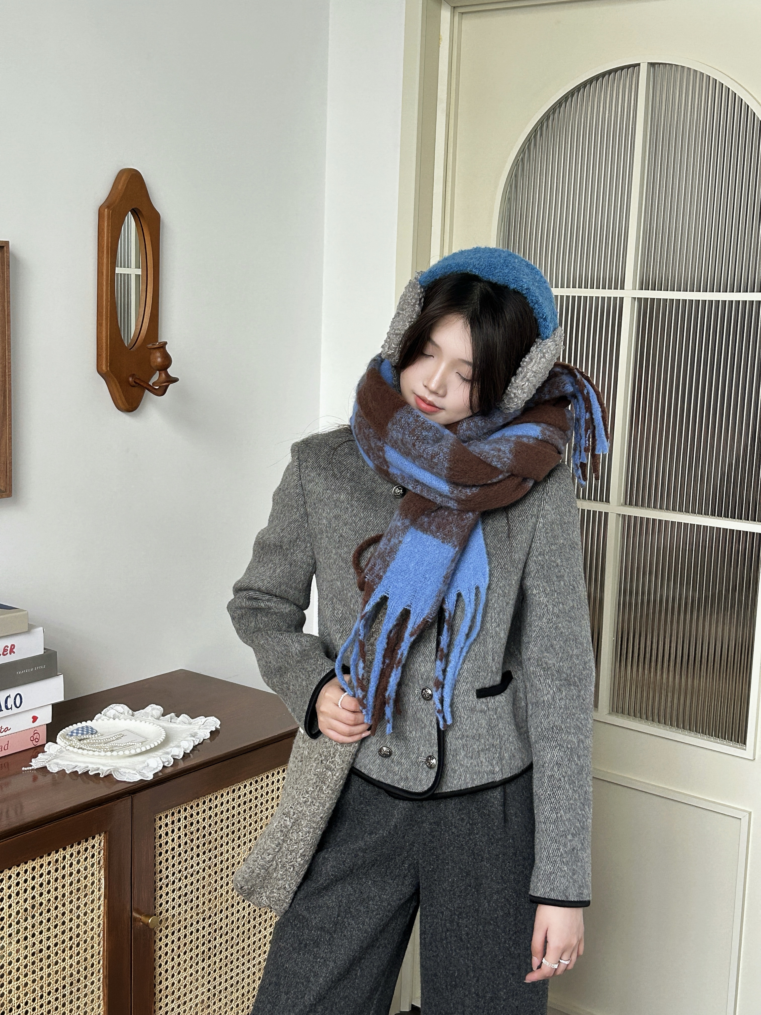 겨울 빅사이즈 롱 부클 소프트 머플러 이미지 6