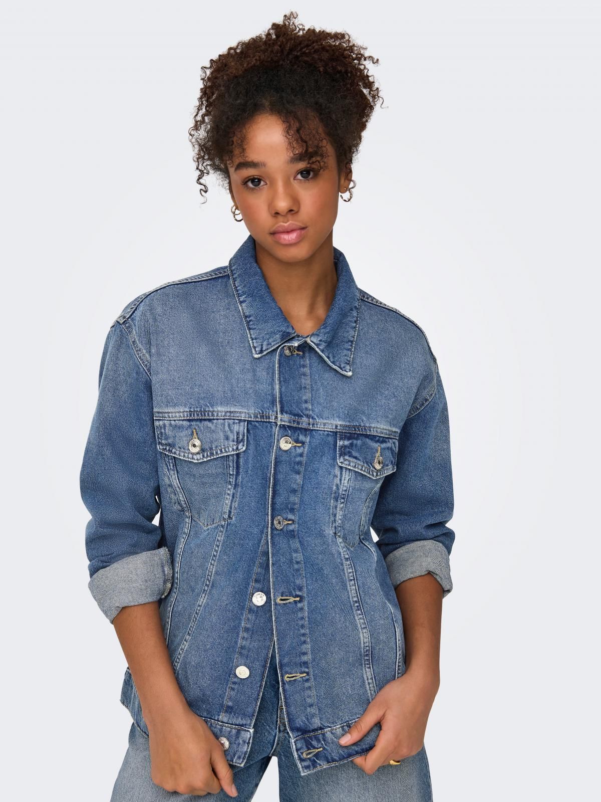 온리 테크니컬 미드워시 데님 재킷 15350323_2116 BLUE / LIGHT BLUE DENIM - 상품 이미지