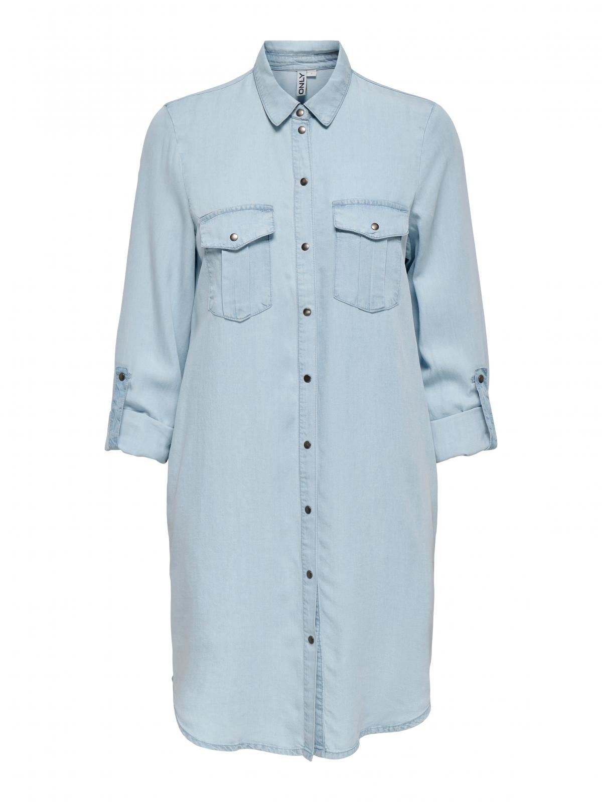 온리 데님 셔츠 미니 원피스 포켓 버튼업 15357595_2116 BLUE / LIGHT BLUE DENIM - 상세 이미지 3