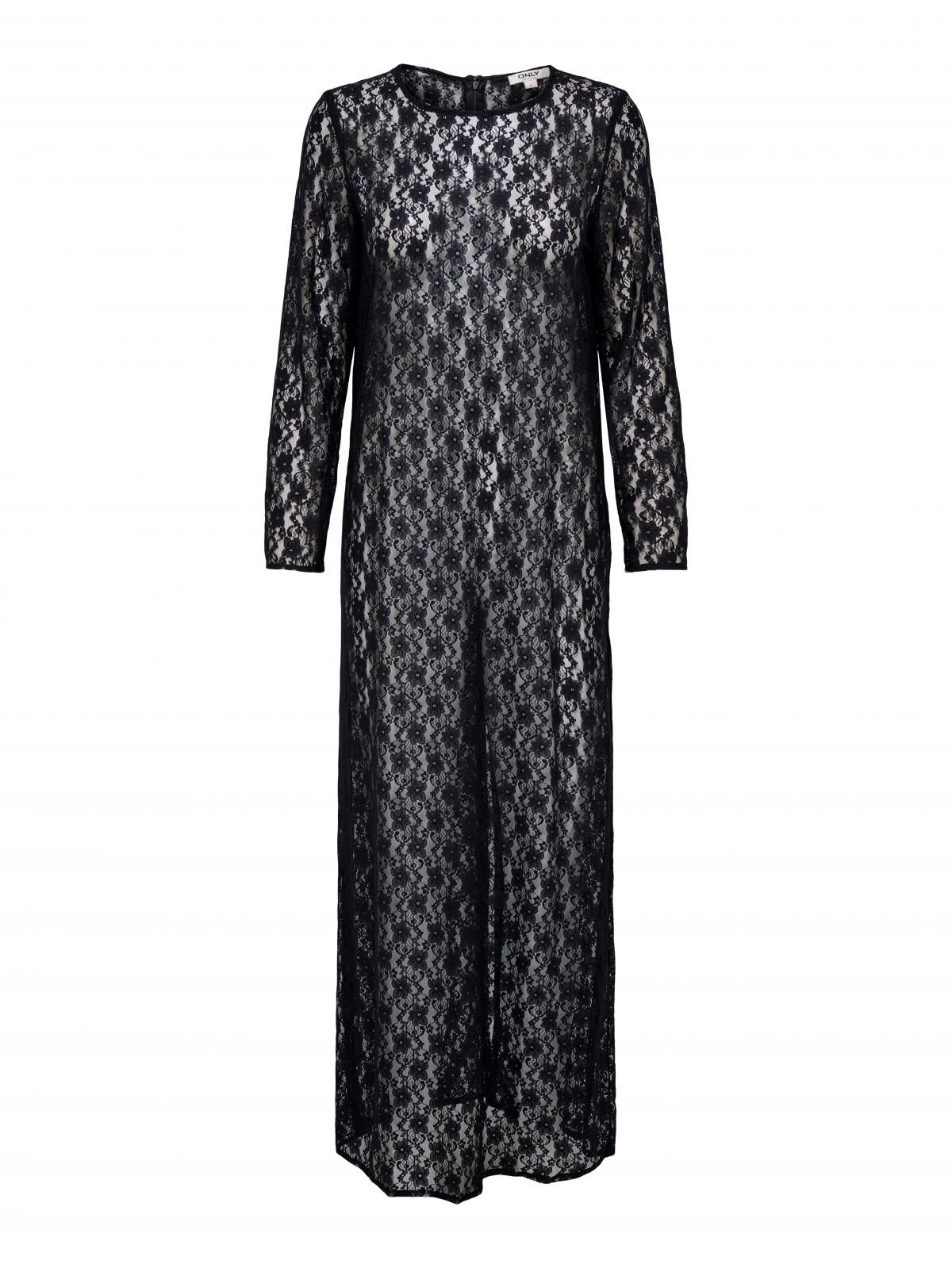 온리 시스루 테크니컬 라운드넥 롱 원피스 15357637_2161 BLACK / BLACK - 상세 이미지 3