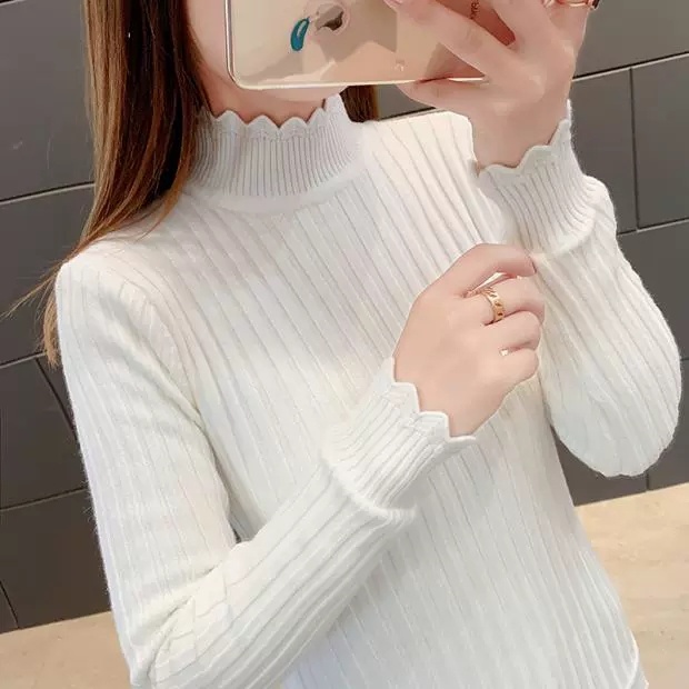 반목 골지니트 쫀쫀슬림핏 물결끝단 미들기장 겨울이너 - 상품 이미지