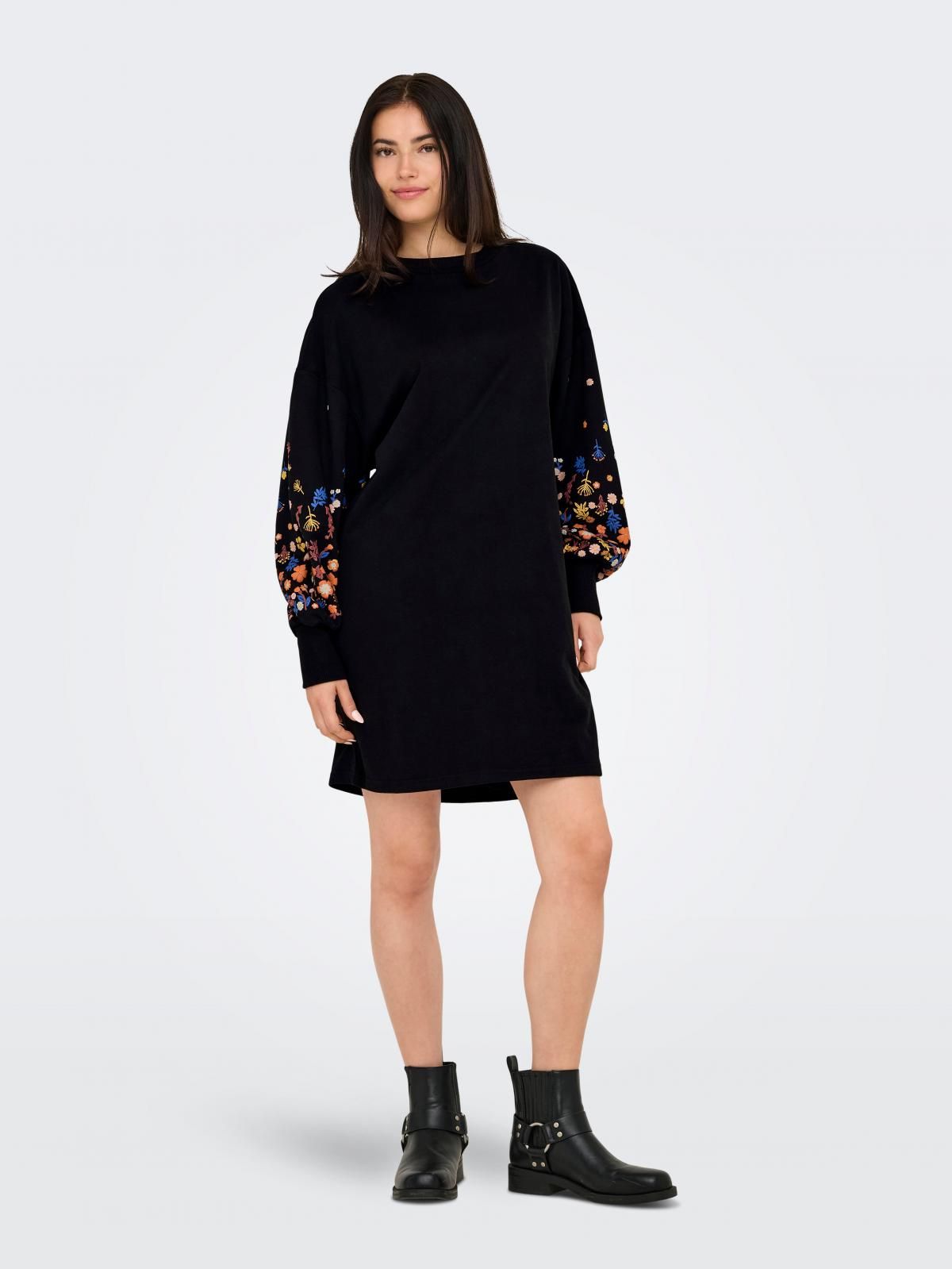 온리 플라워자수 소매 미니 원피스 15281818_2161_1000467 BLACK / BLACK - 상세 이미지 5