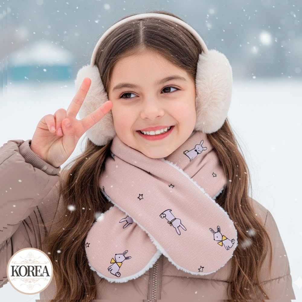 아기 유아 아동 키즈 여아 남아 목도리 넥워머 머플러 S리본 토끼 넥키