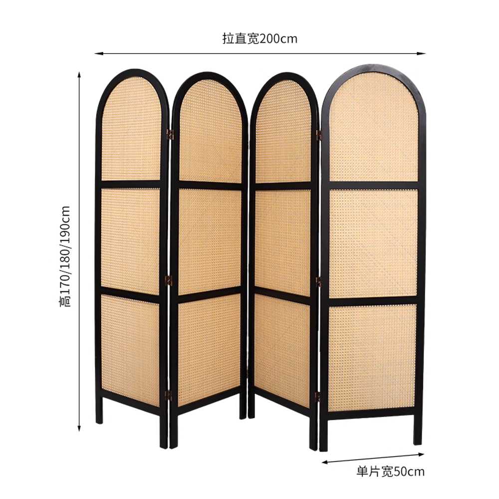 라탄 가림막 파티션 침대 가벽 인테리어 공간 분할용 원목 190x50cm 팬3 - 상세 이미지 3