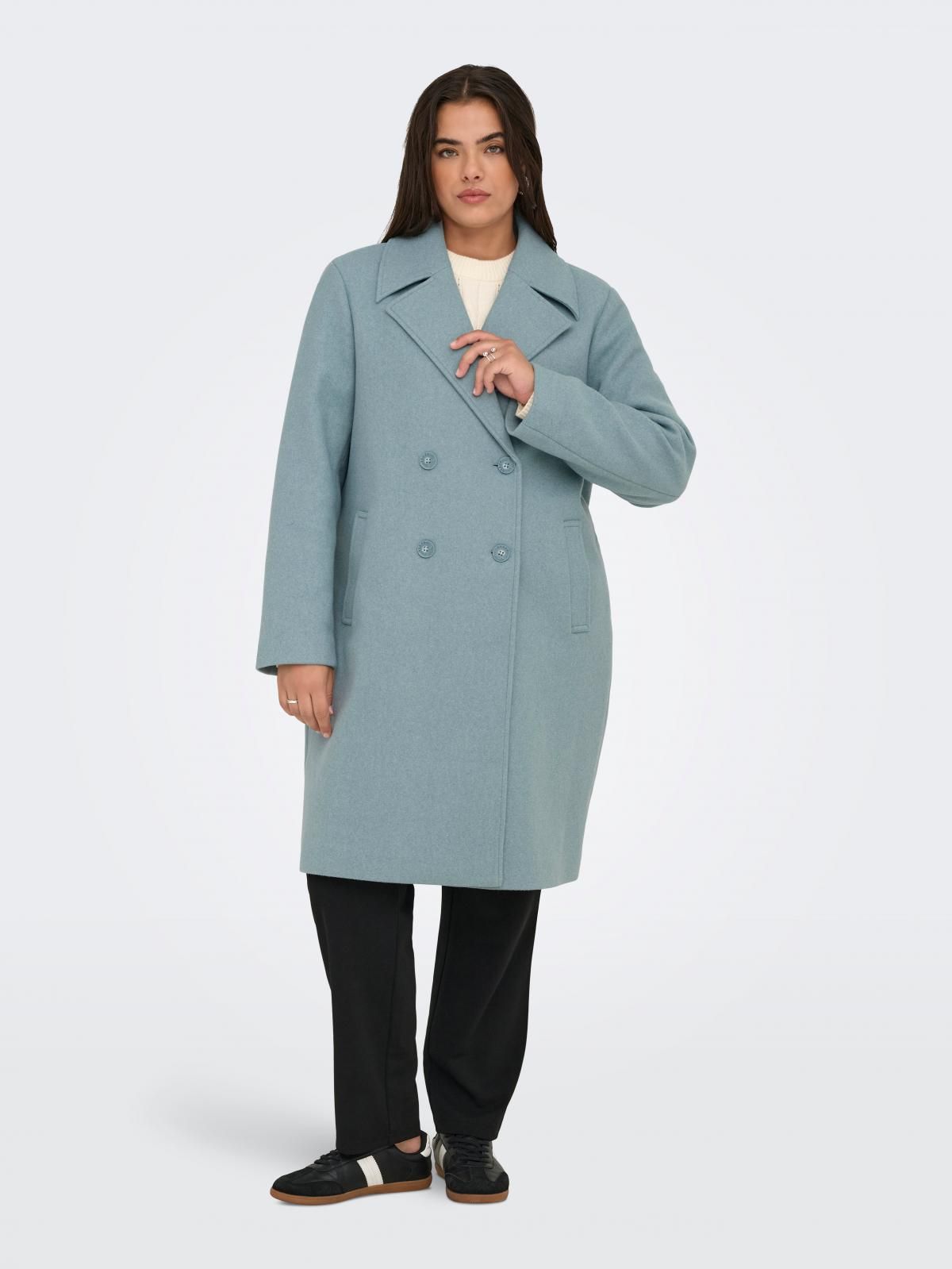 온리 테크니컬 더블버튼 롱 코트 플러스사이즈 15349997_1358 GREY / ARONA - 상품 이미지