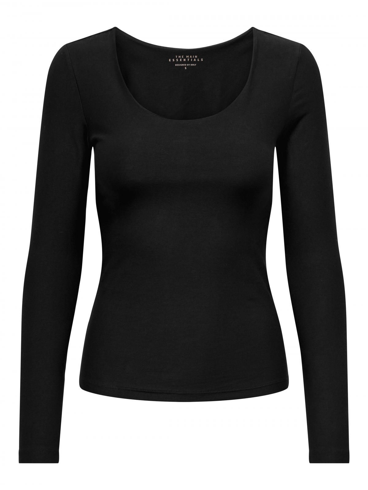 온리 베이직 코튼 라운드넥 긴팔 티셔츠 15330758_2161 BLACK / BLACK - 상세 이미지 3