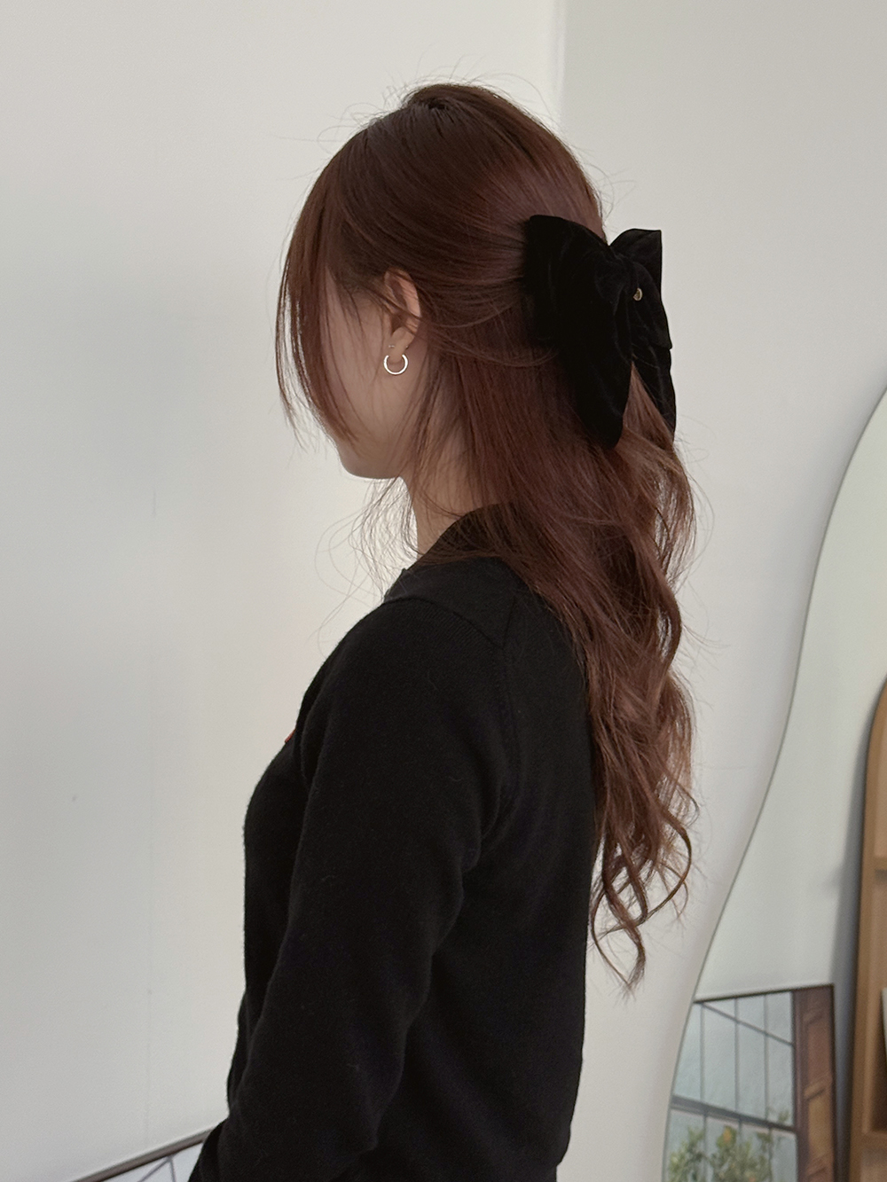 페미닌블랙벨벳리본 헤어핀 머리핀 왕리본핀 헤어집게핀 헤어악세사리 - 상세 이미지 2