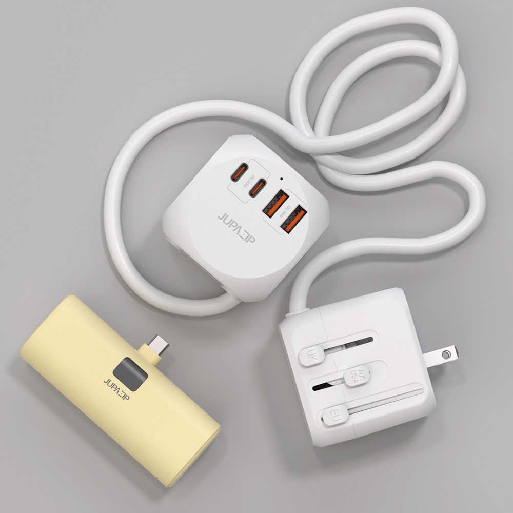 [여행충전꾸러미] 여행용 미니 큐브 멀티탭어댑터 AD500S + 난연 보조배터리 5000mAh PB01