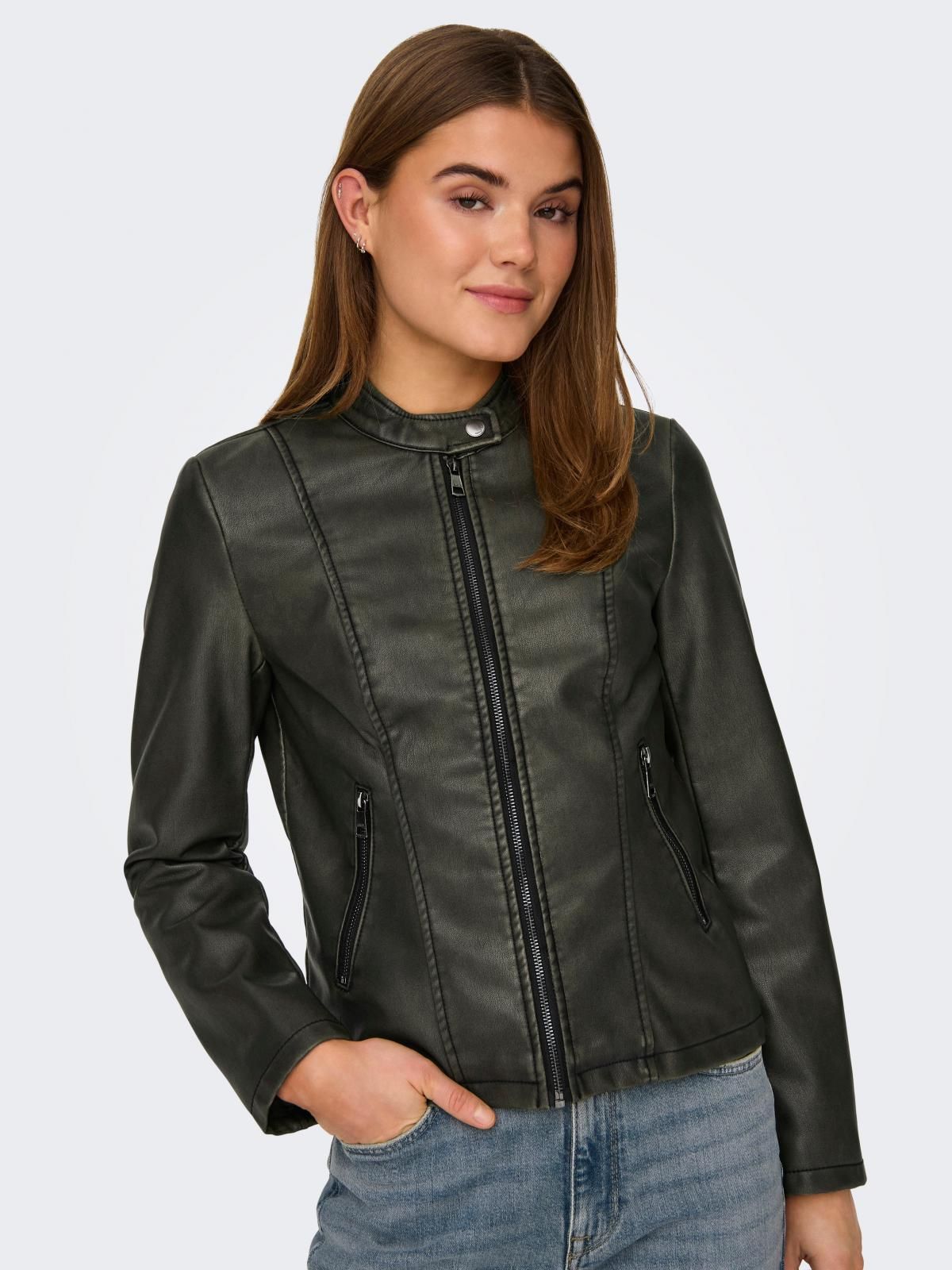 온리 테크니컬 페이크 레더 라이더 재킷 15315882_2161_1089265 BLACK / BLACK 이미지 6