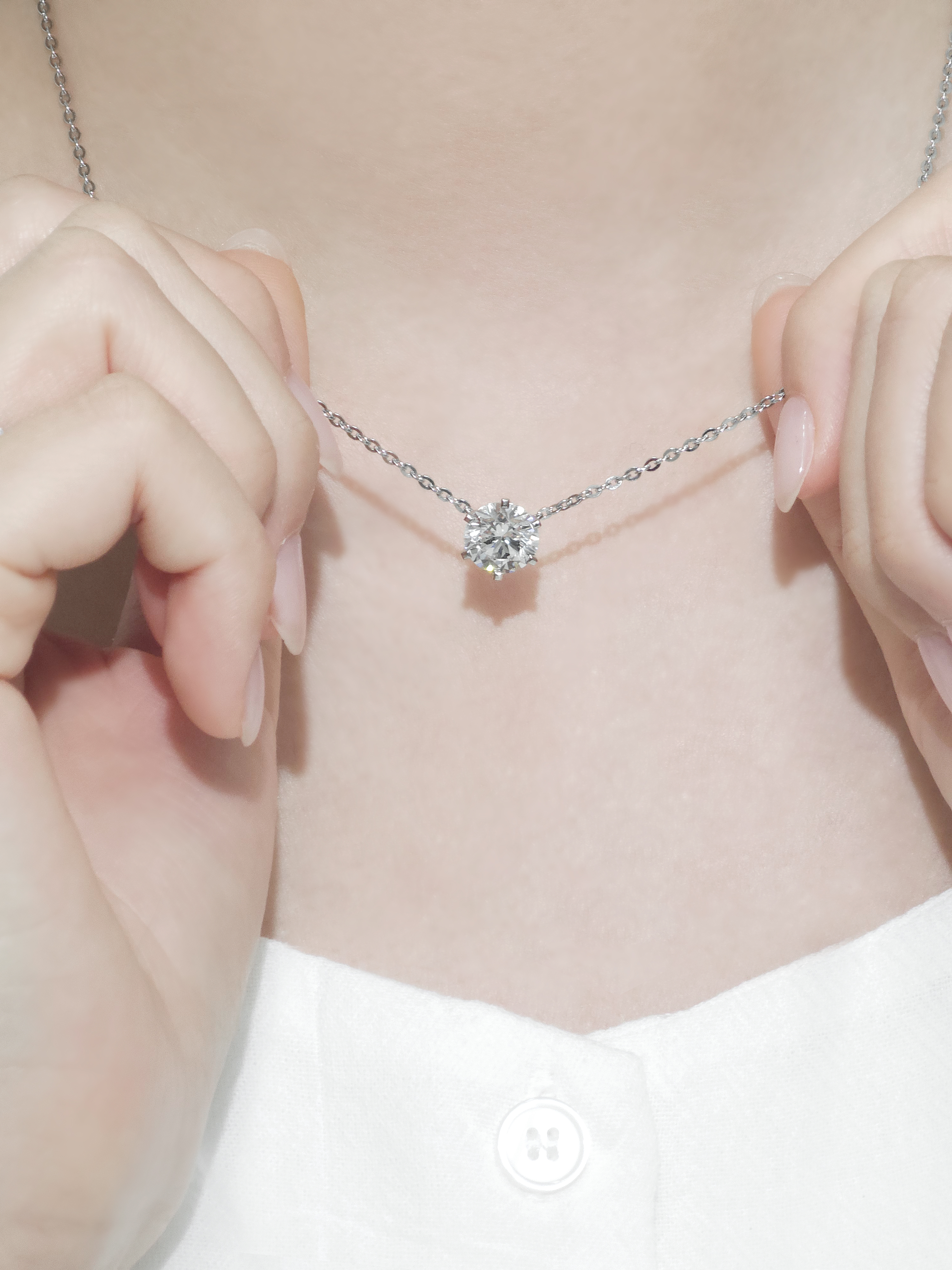 3캐럿 랩다이아 목걸이 일체형 6프롱 IGI 랩다이아몬드 D컬러 14k 18k - 상세 이미지 3
