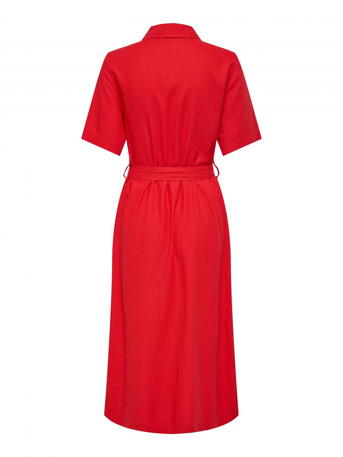 온리 레드 셔츠카라 벨트 롱 원피스 15338884_767 RED / MARS RED - 상세 이미지 4