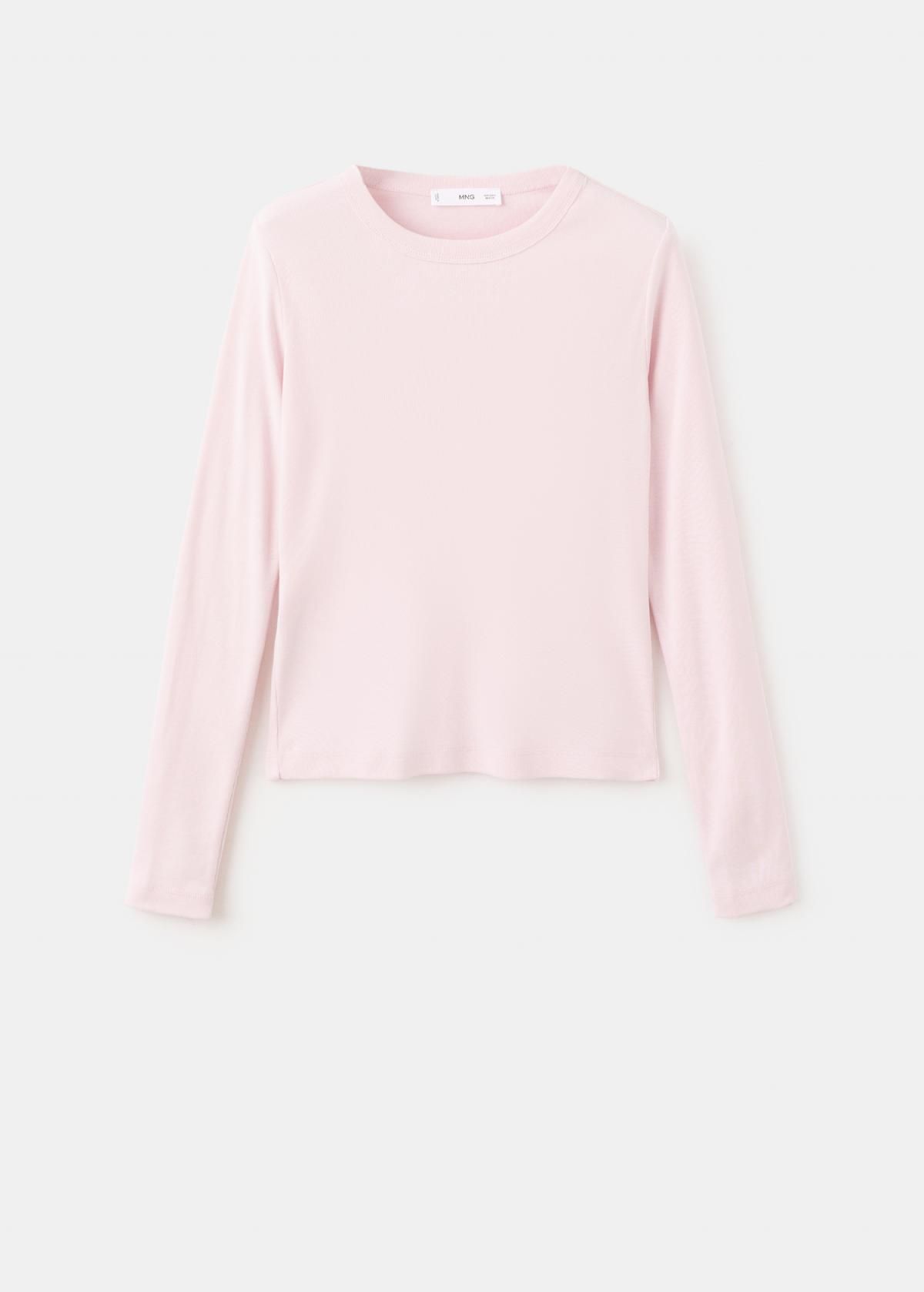망고 베이직 라운드넥 코튼 긴팔 티셔츠 27001352 ROSA PASTEL - 상품 이미지
