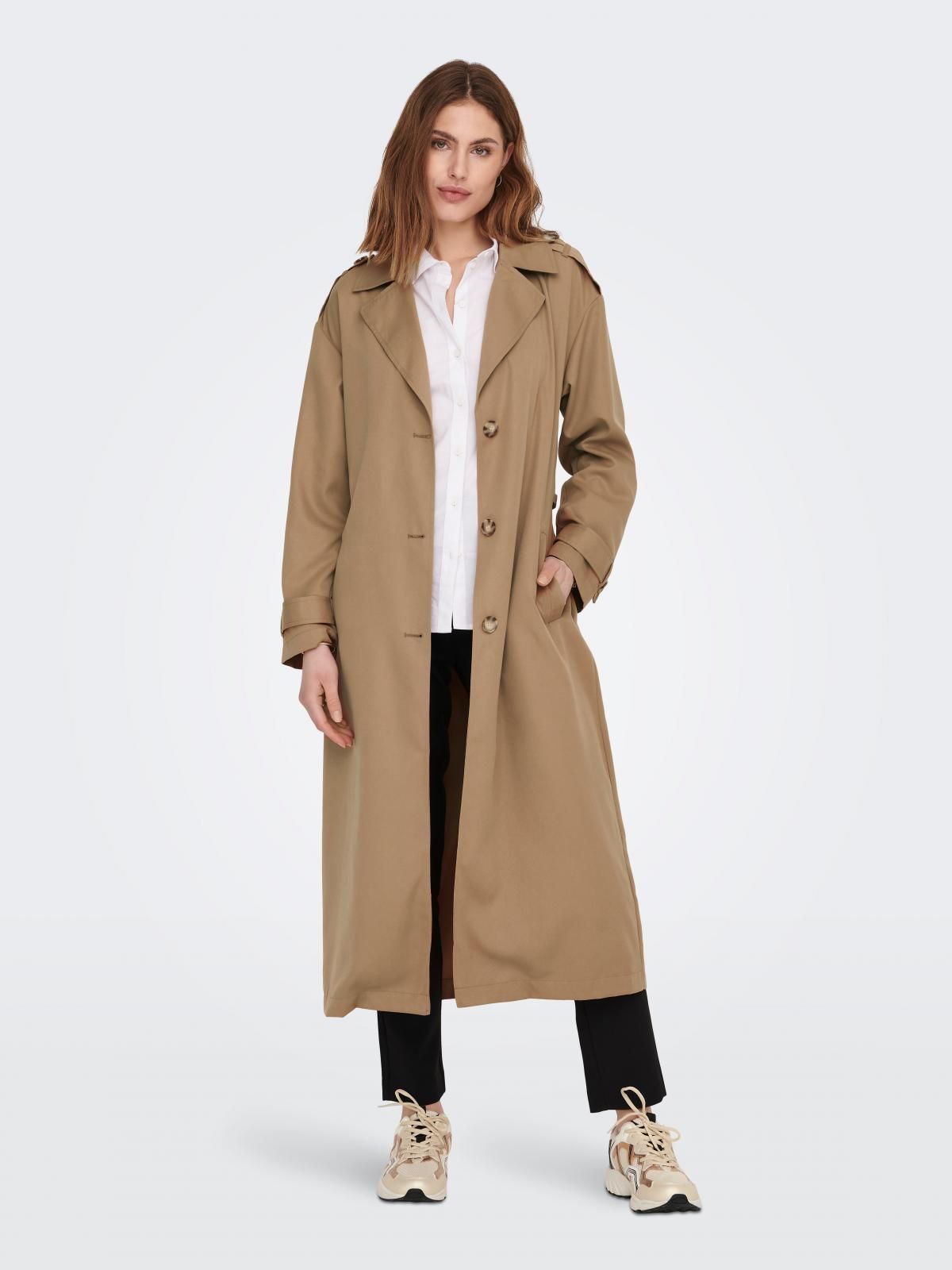 온리 클래식 롱 트렌치코트 벨티드 베이지 15217799_1991 BROWN / TIGERS EYE - 상세 이미지 5