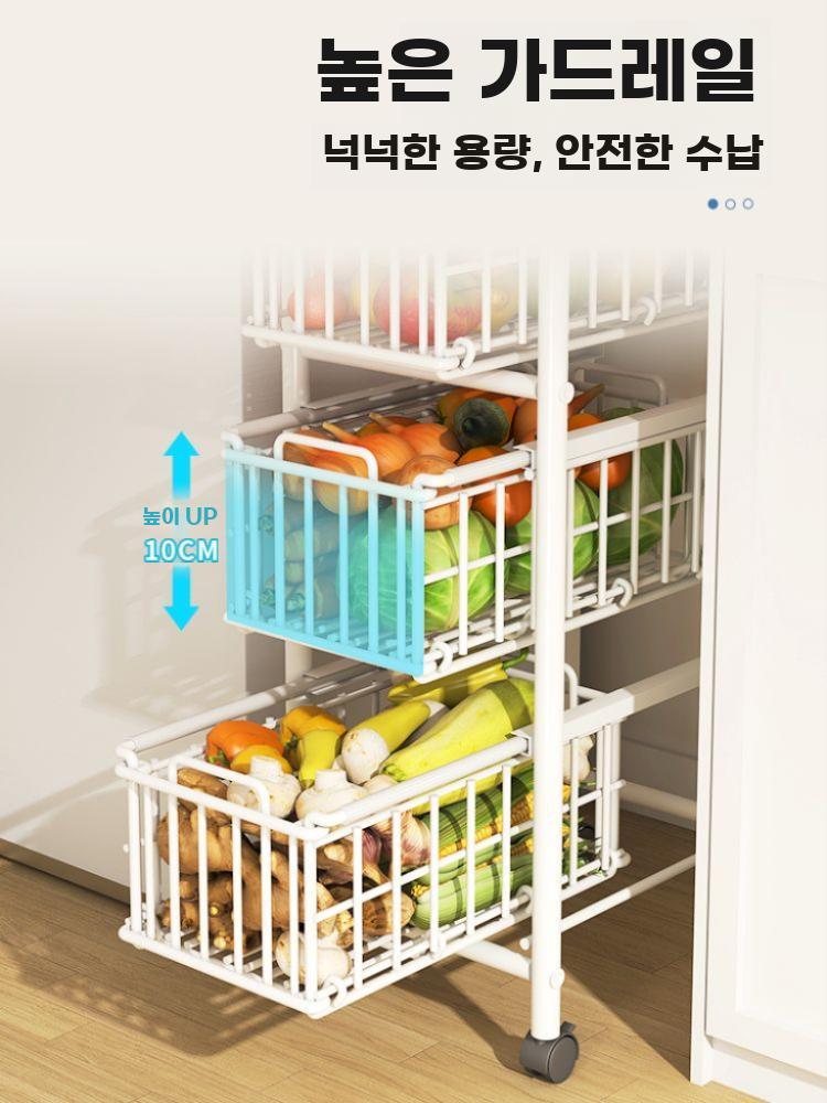 이동식 4단 철제 정리함 주방 틈새 주방용 5단 트롤리 - 상세 이미지 5