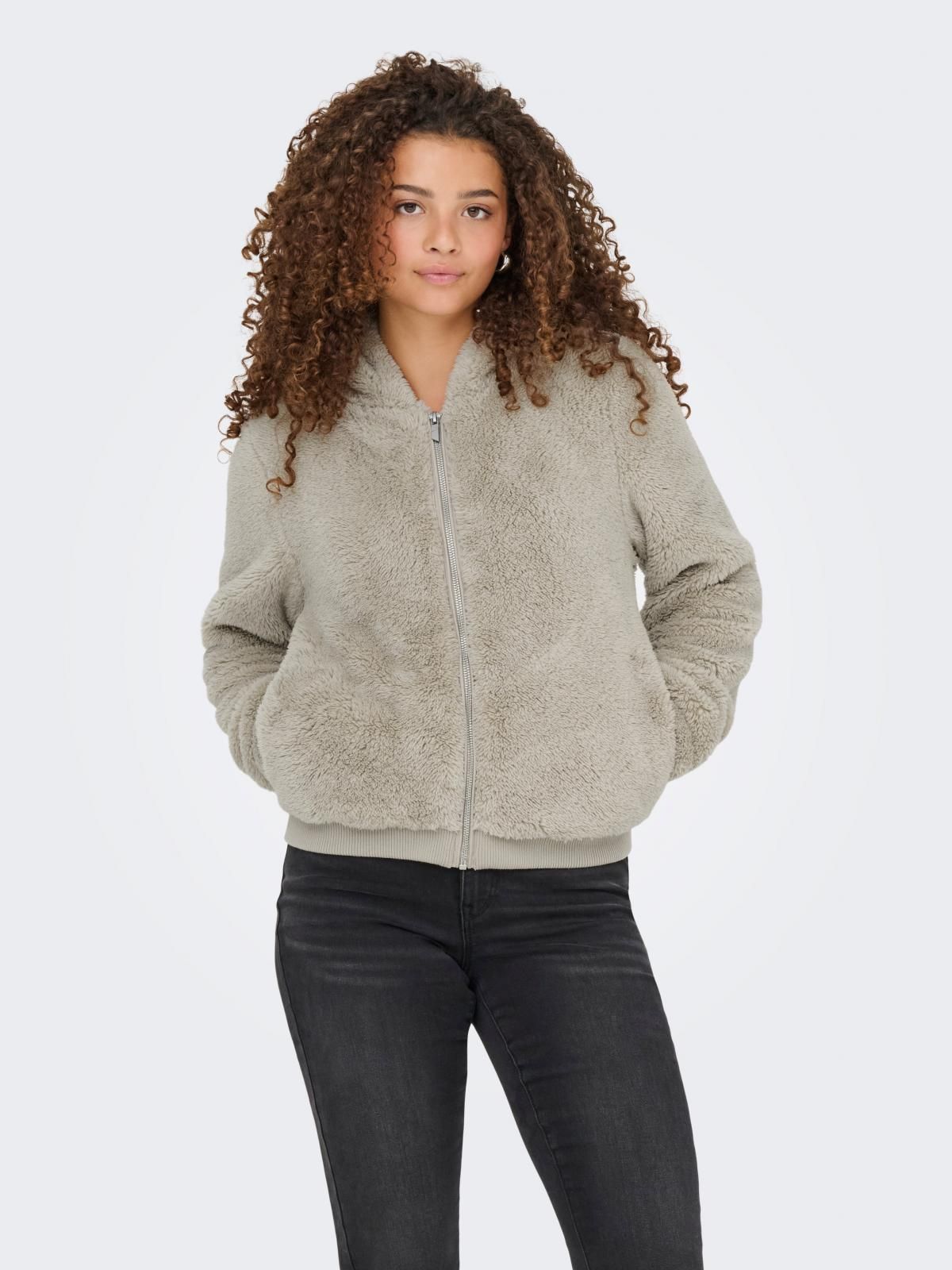 온리 테디 후드 집업 숏코트 라이트그레이 15300635_4481 GREY / PURE CASHMERE - 상세 이미지 2