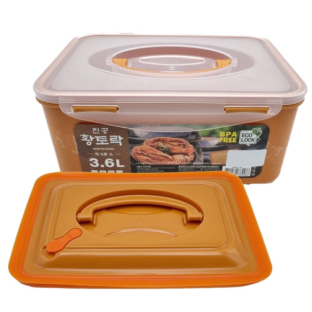 황토락 김치통 5호 소 3.6L 누름판포함 절임 밀폐용기 - 메인 이미지
