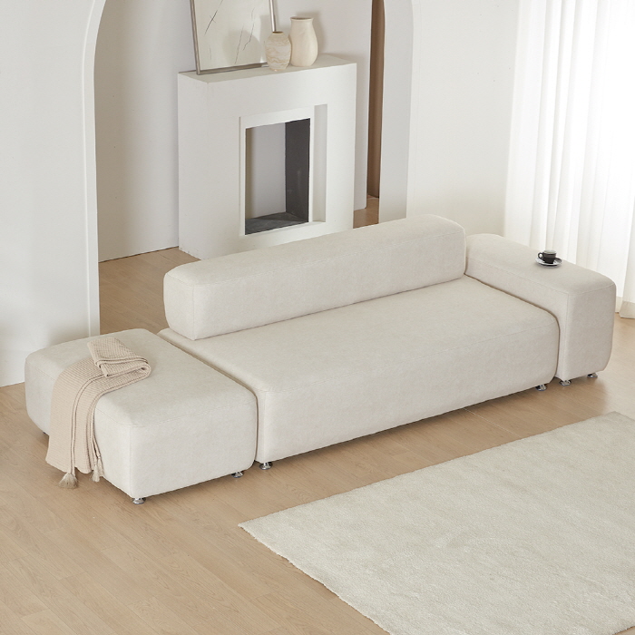 (희망일배송) 몽쉘 모듈형 기능성 조야 패브릭 소파 라이트베이지, 3인용