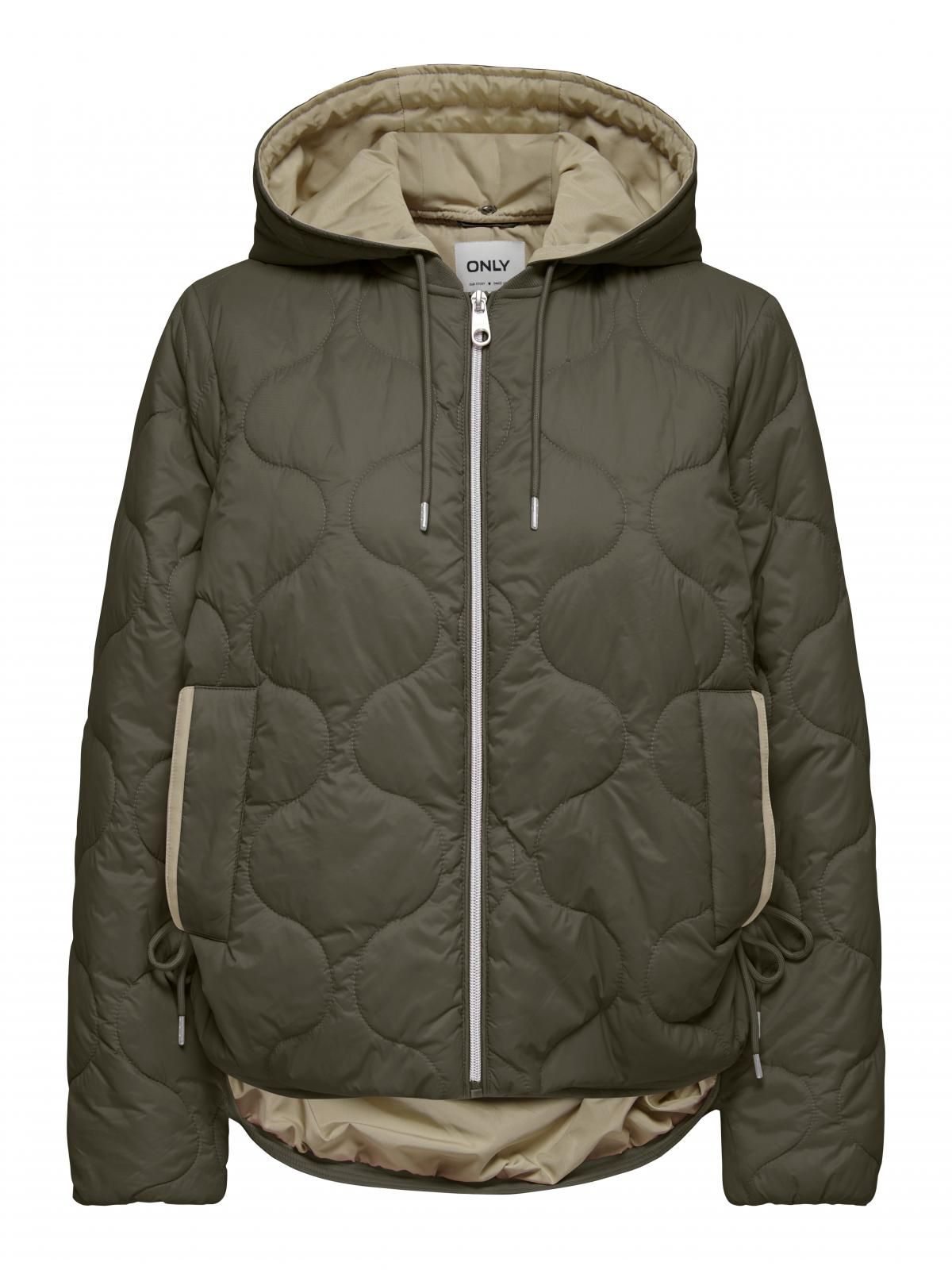 온리 테크니컬 퀼팅 후드 집업 재킷 15361128_13643_1261918 GREY / SMOKEY OLIVE - 메인 이미지