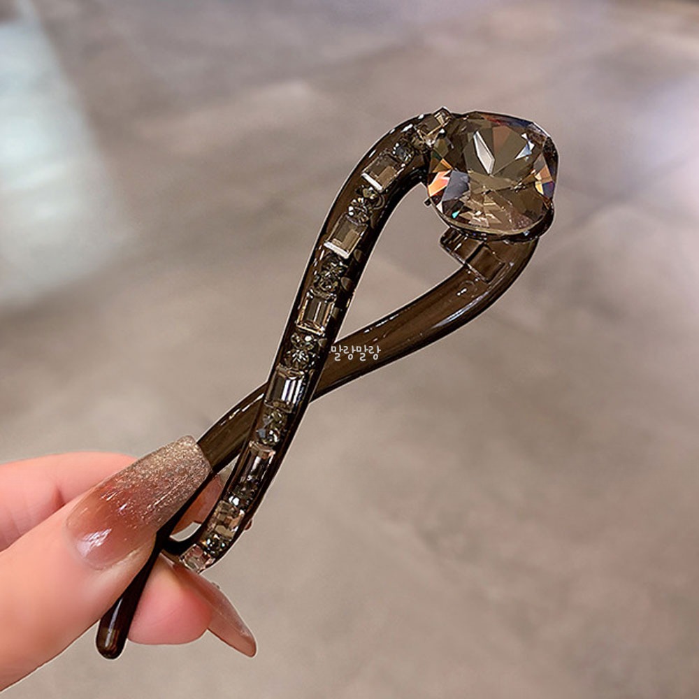 스퀘어 큐빅 트위스트집게핀 고급스러운 헤어삔 가벼운 올림머리핀 - 상세 이미지 4