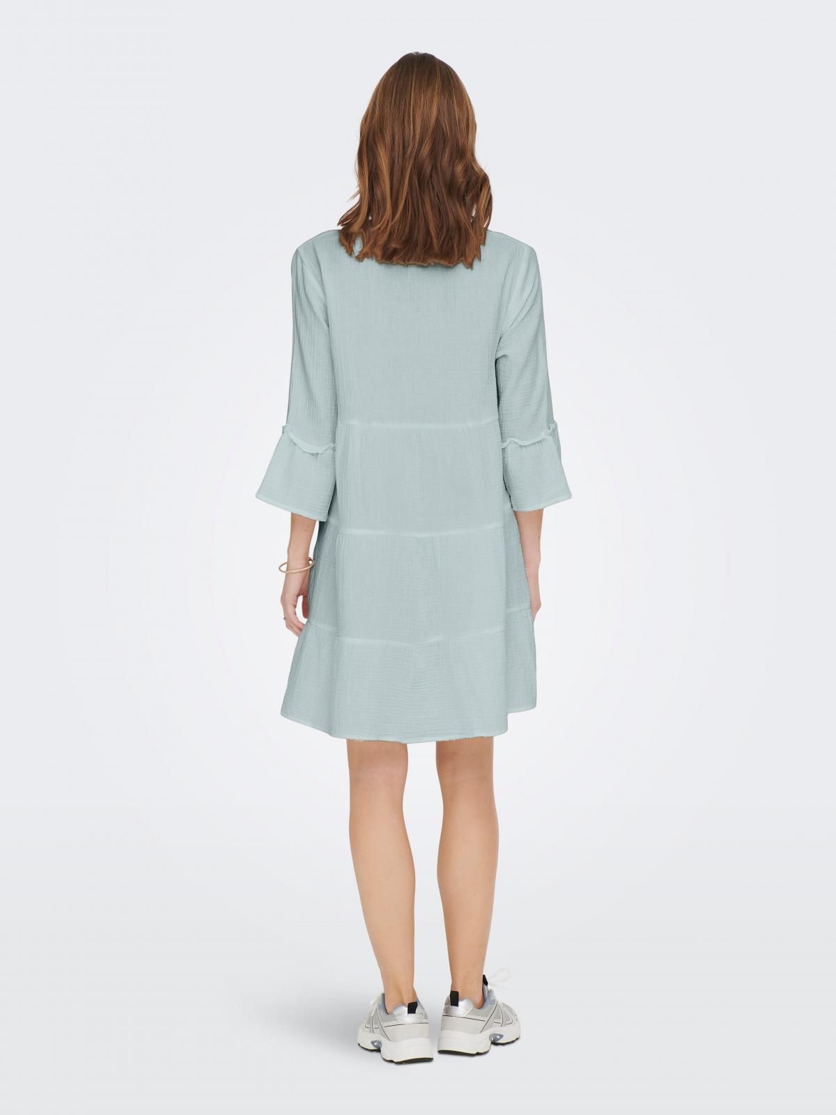 온리 코튼 프릴 미니 원피스 라이트블루 15267999_1439 TURQUOISE / HARBOR GRAY - 상세 이미지 2