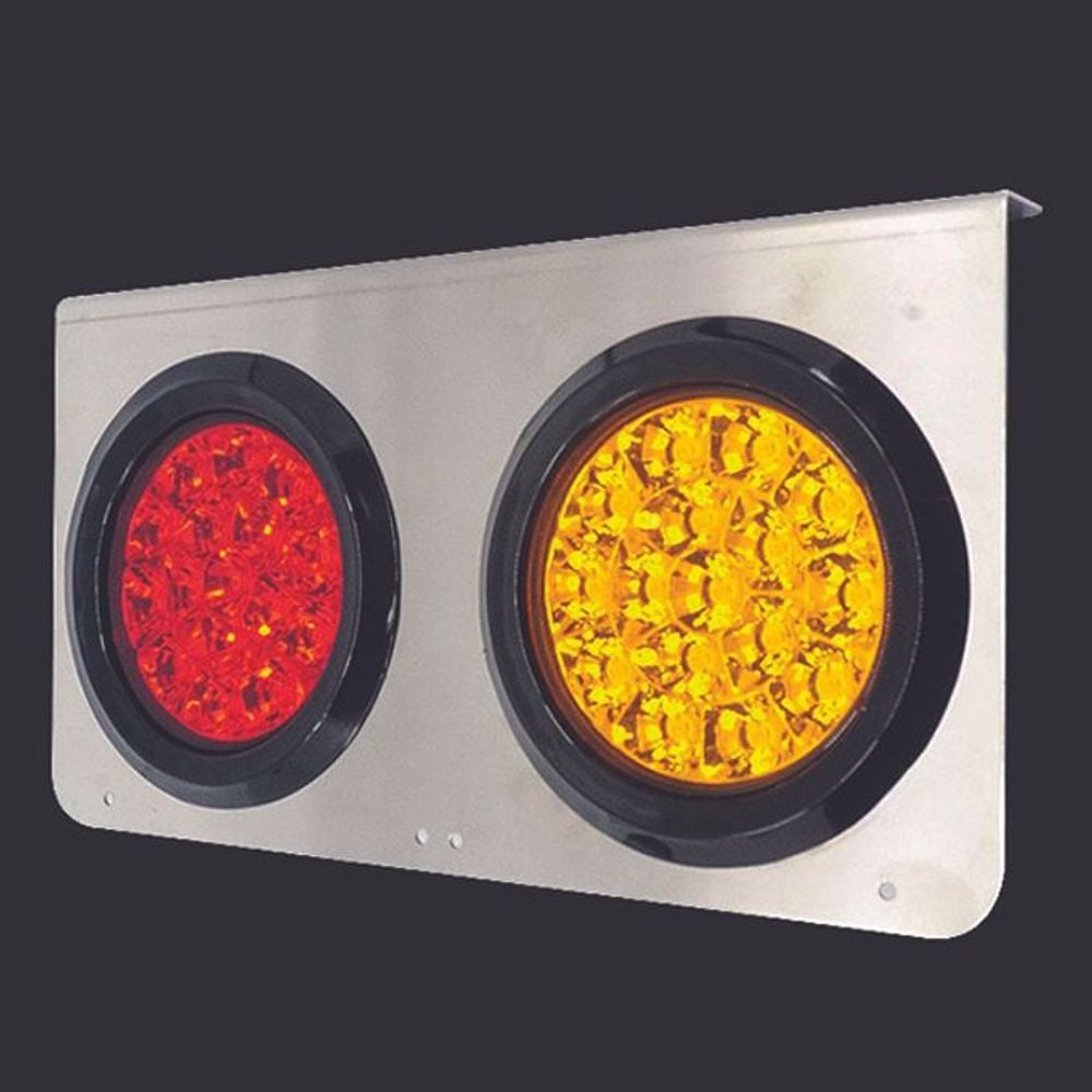 화물차 후미등 2구 사각 스텐판 LED 테일 램프 12v - 상품 이미지