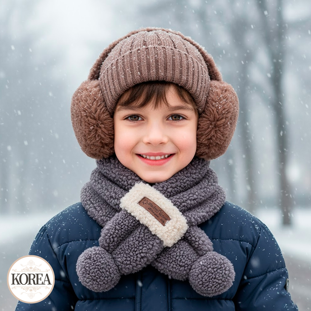 아기 유아 아동 여아 남아 목도리 넥워머 머플러 S뽀글 방울 넥키(투톤 뽀글이 방울 넥키)