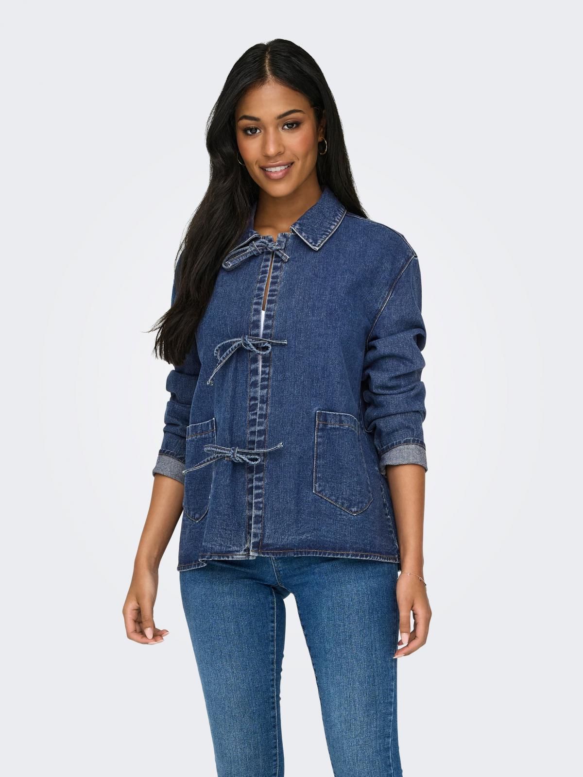 온리 테크니컬 오버핏 데님 재킷 15328253_2114 BLUE / DARK BLUE DENIM - 상품 이미지