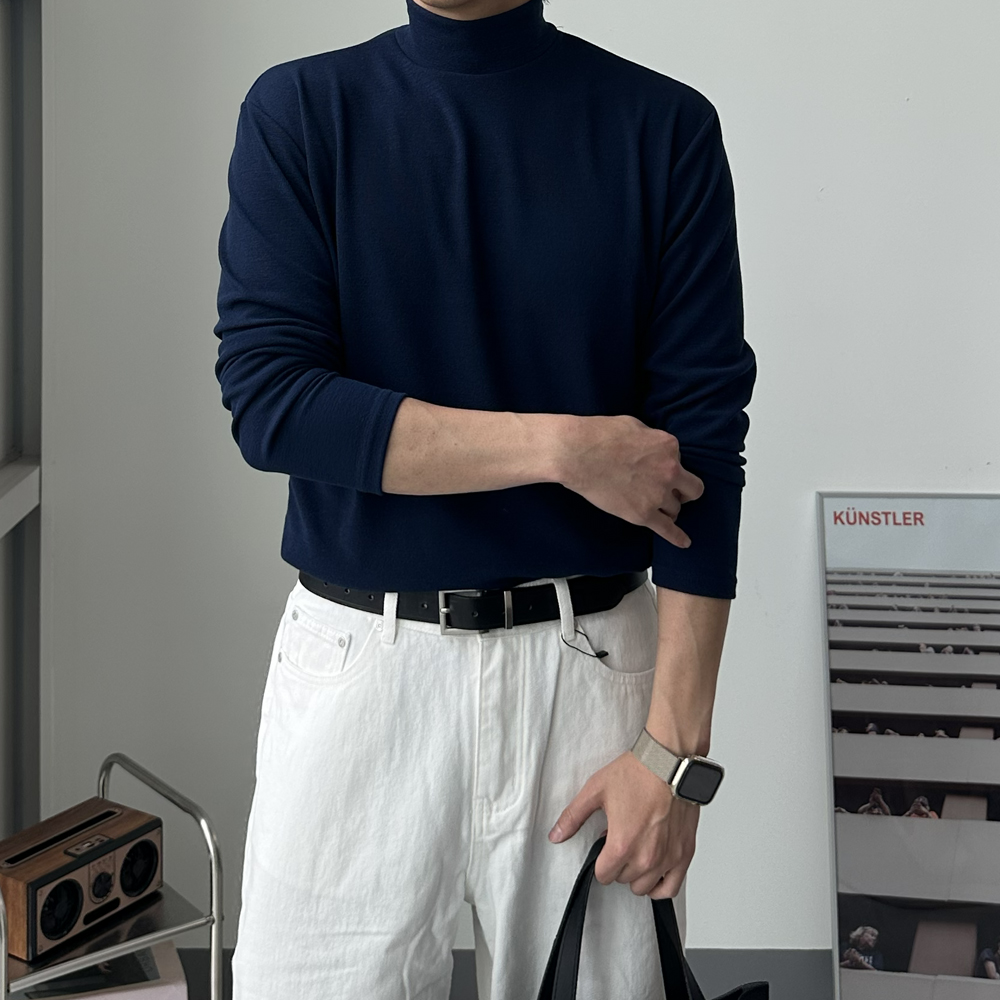 남자 니트 목폴라 반목폴라 모크넥 이너 니트 남자스웨터 - 상세 이미지 4