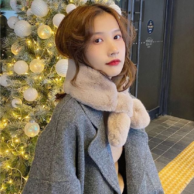 (헨리제이에스) 쁘띠 페이크퍼목도리 밍크퍼머플러 핑크 - 상품 이미지