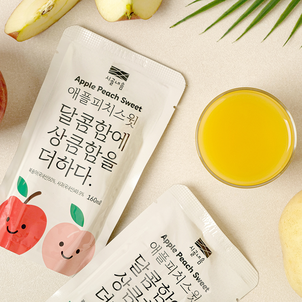 국산사과 복숭아 착즙 블랜딩한 생과일착즙주스 애플피치스윗 160mlX10팩 - 상세 이미지 3