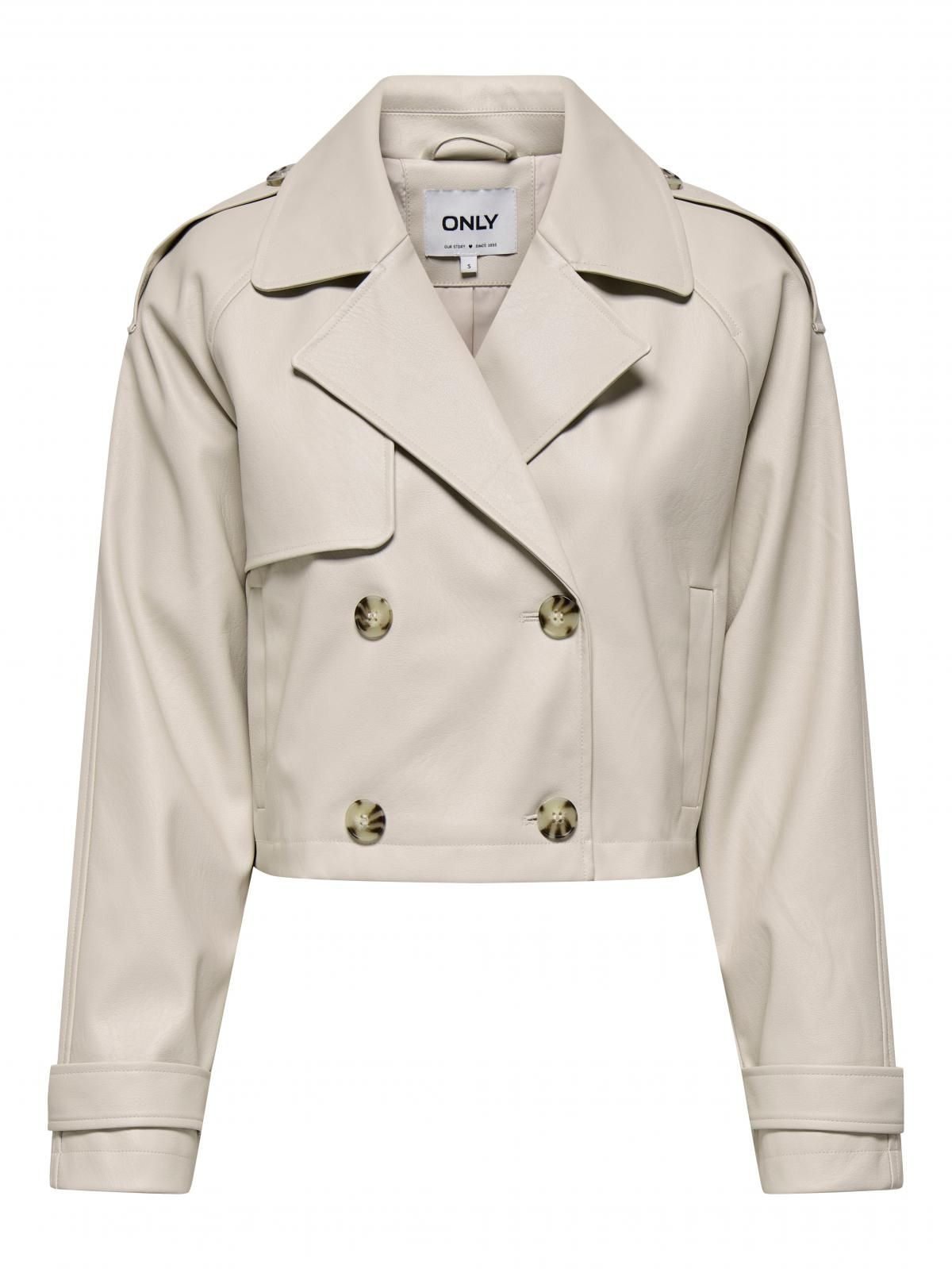 온리 크롭 레더 자켓 더블브레스트 15336471_115 BEIGE / PUMICE STONE - 상품 이미지