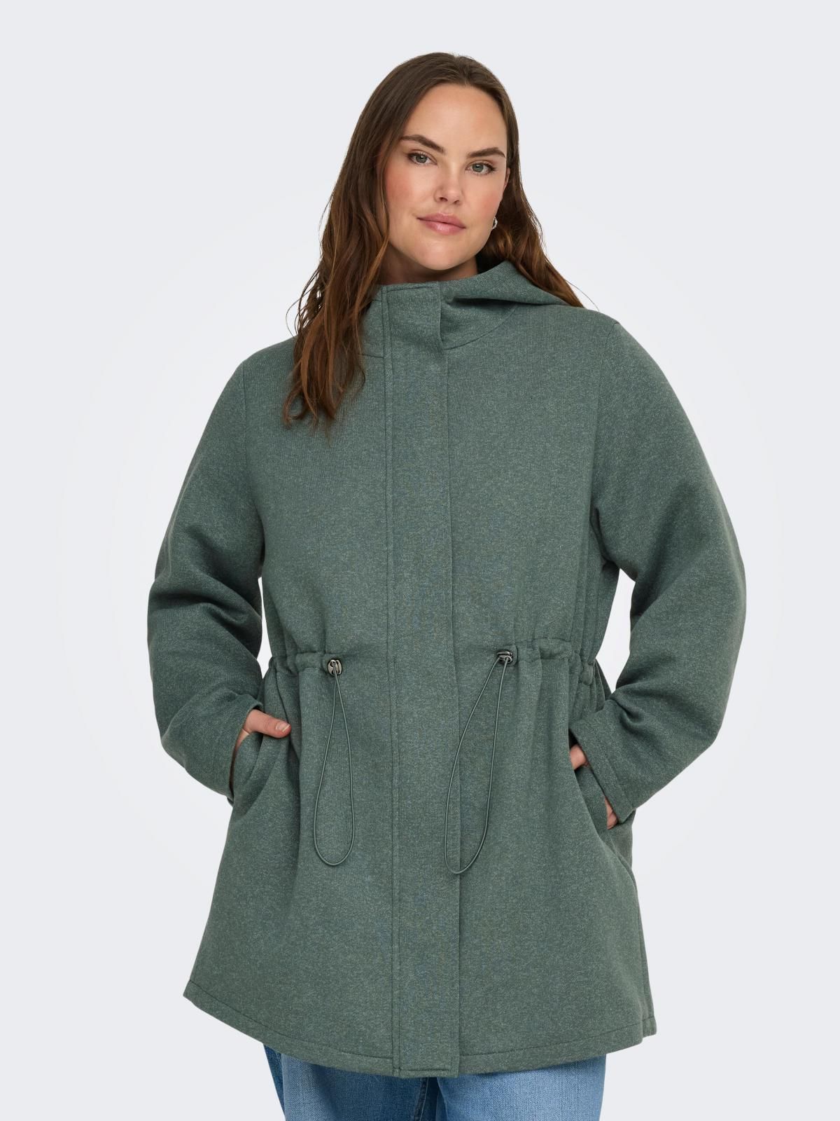 온리 플러스사이즈 테크니컬 후드 롱코트 15349981_1469 GREEN / BALSAM GREEN - 상품 이미지
