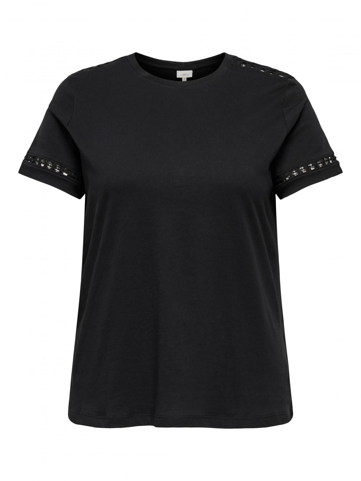 온리 레이스디테일 코튼 반팔 티셔츠 블랙 15367761_2161 BLACK / BLACK - 상품 이미지