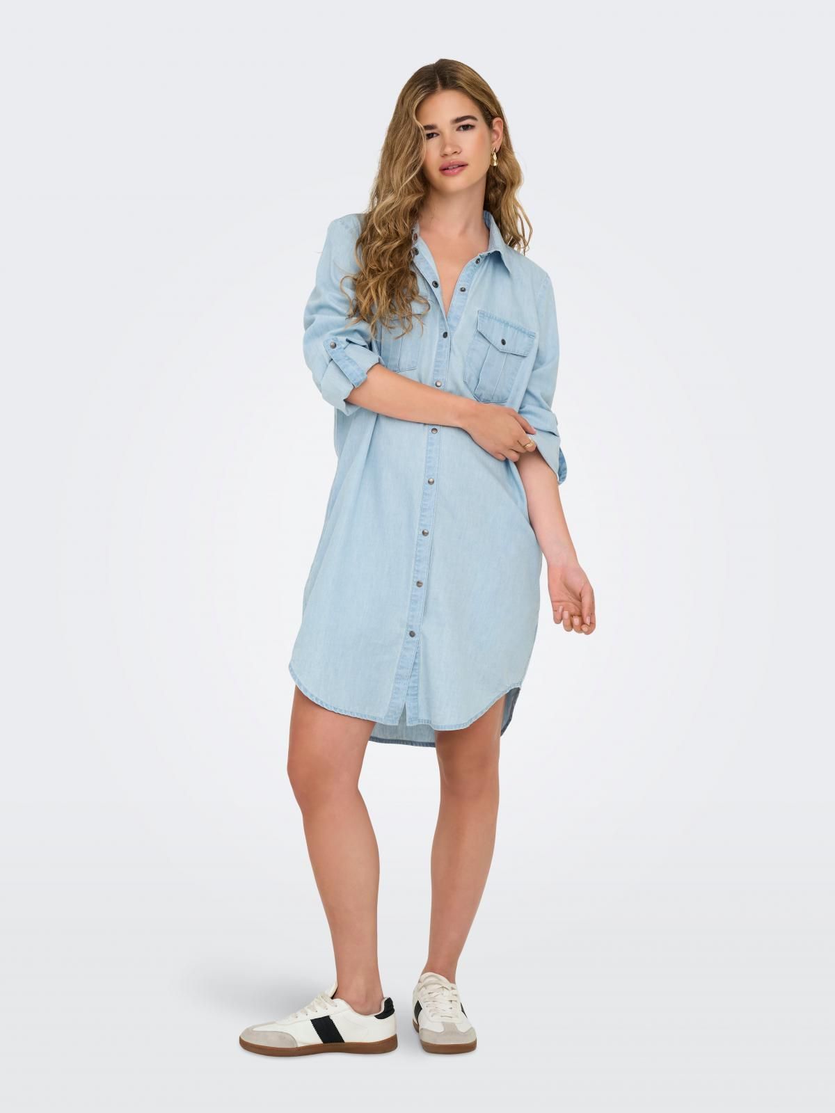 온리 데님 셔츠 미니 원피스 포켓 버튼업 15357595_2116 BLUE / LIGHT BLUE DENIM - 메인 이미지