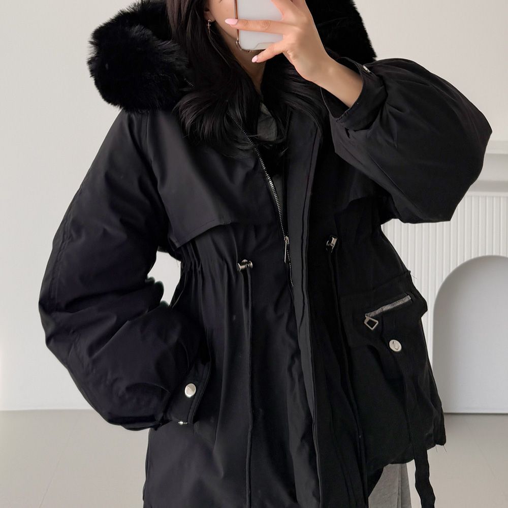 네커드 패딩점퍼 후드 하프 퍼안감 AF0596 - 상세 이미지 5