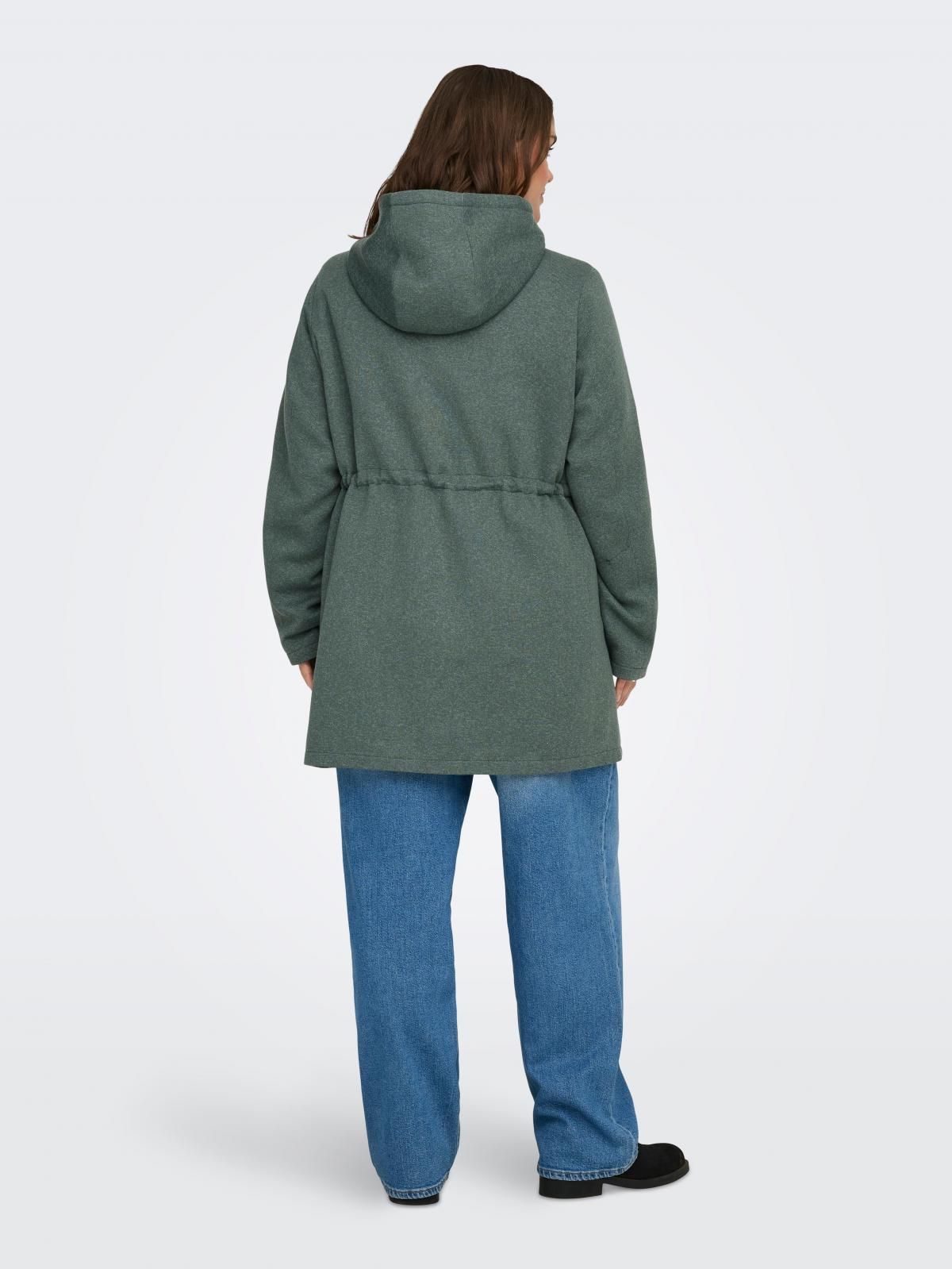 온리 플러스사이즈 테크니컬 후드 롱코트 15349981_1469 GREEN / BALSAM GREEN - 상세 이미지 2