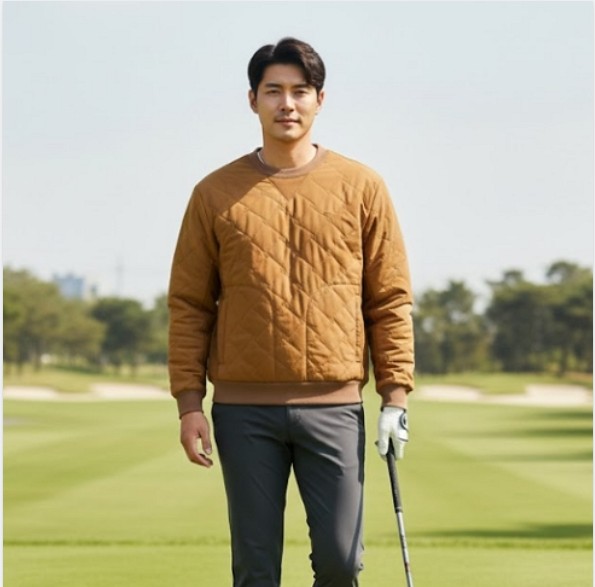 볼빅 남성 겨울 필드룩 방풍 퀄팅패턴 골프웨어 퀄팅 라운드 티셔츠 - 상품 이미지