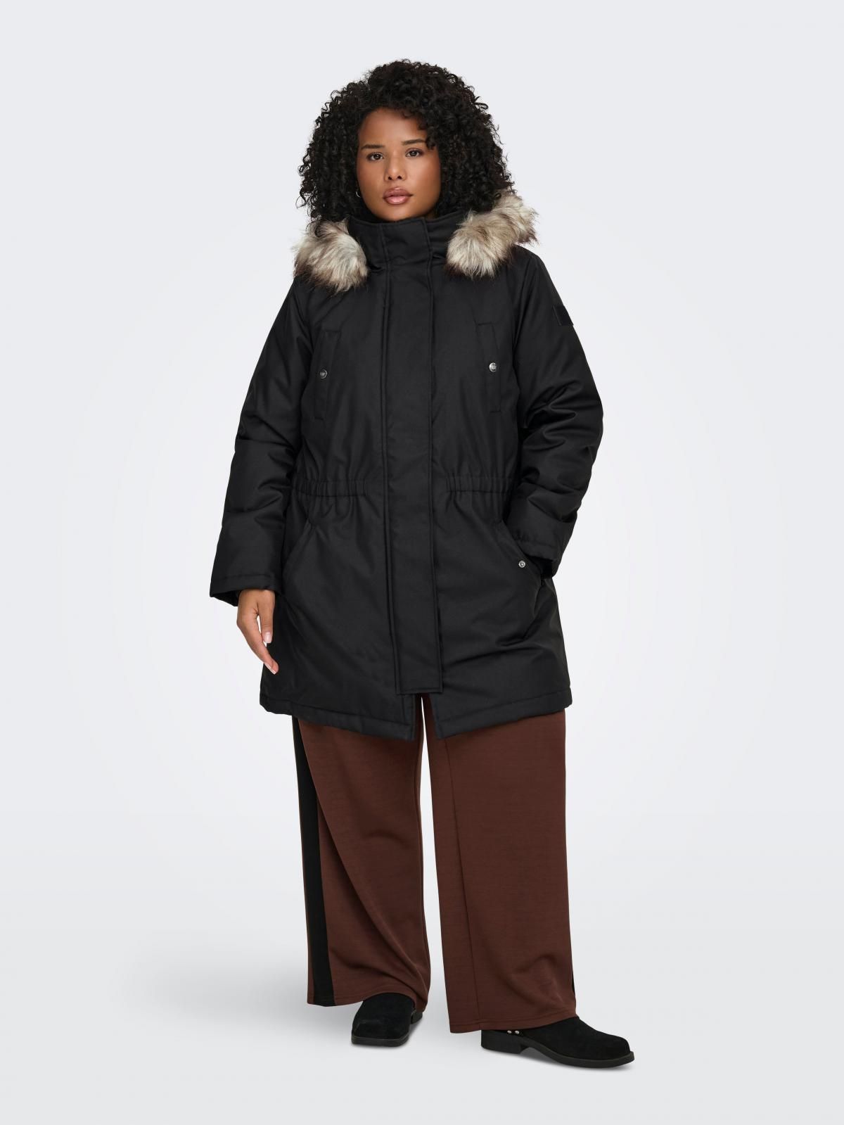 온리 테크니컬 롱파카 블랙 퍼후드 15185999_2161_889536 BLACK / BLACK - 상세 이미지 2