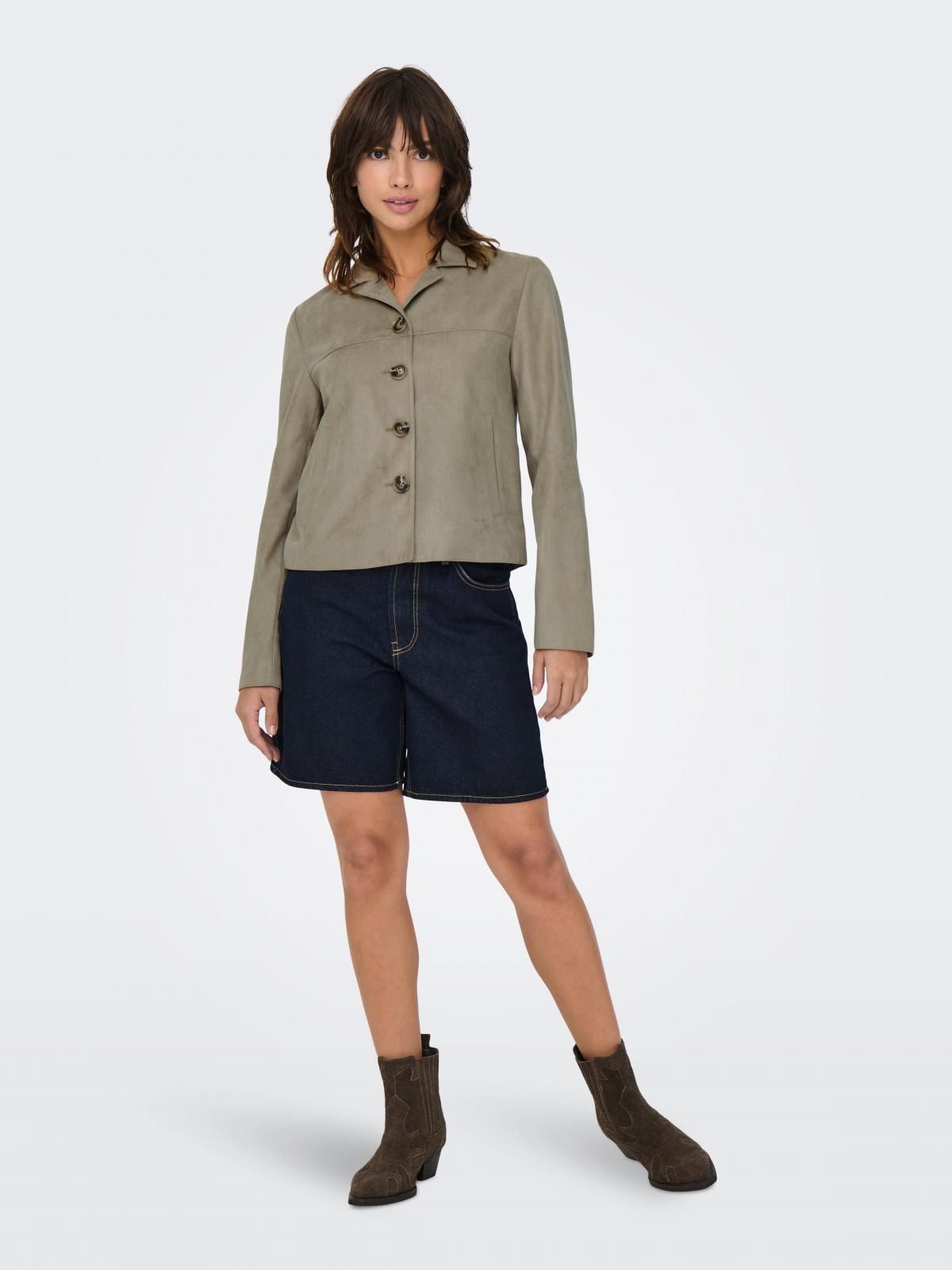 제이디와이 크롭 재킷 테일러드 스프레드카라 15355087_112 BROWN / TIMBER WOLF - 상세 이미지 5