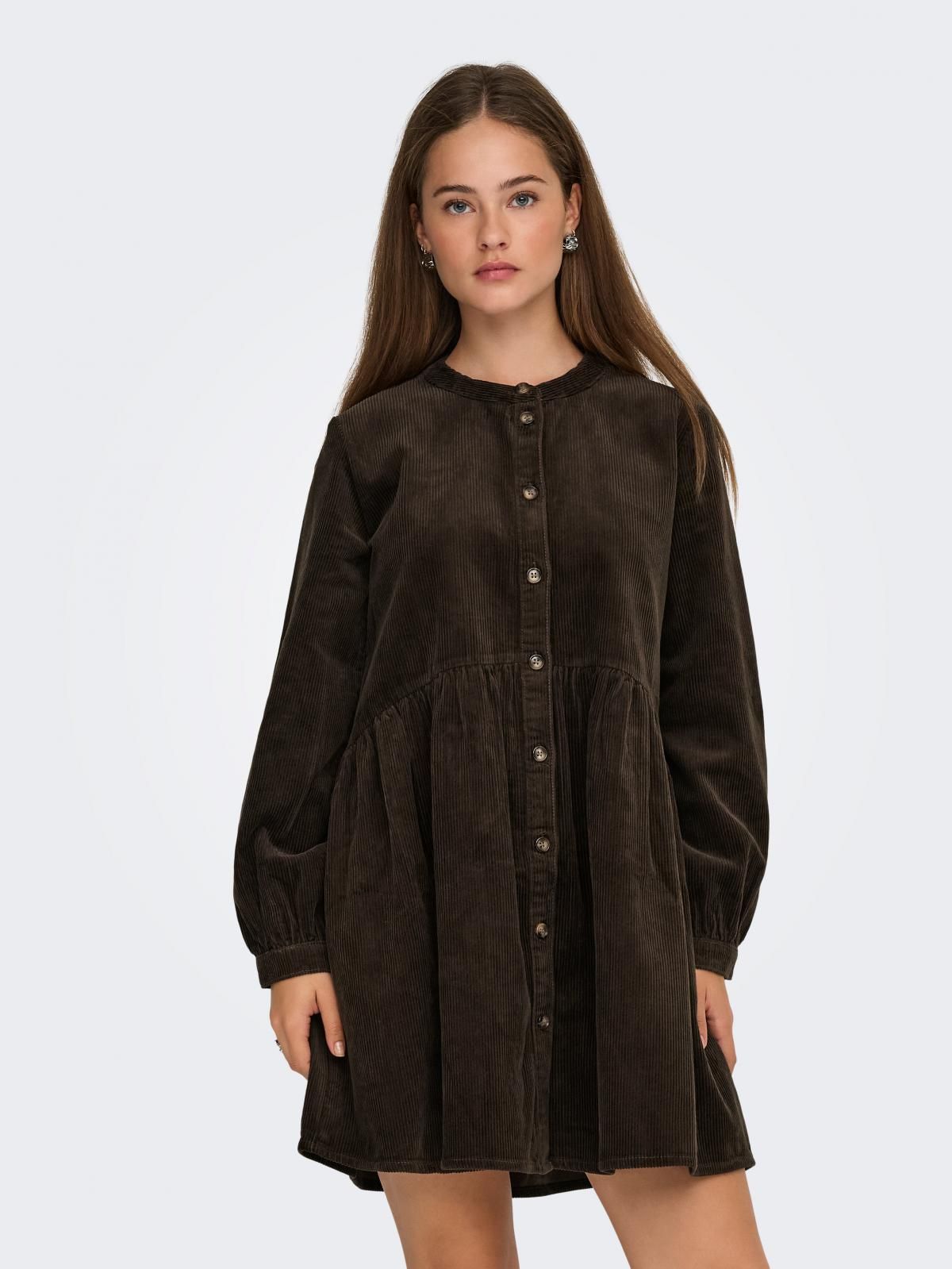 제이디와이 코듀로이 버튼업 루즈핏 미니 원피스 15367843_273 BROWN / SLATE BLACK - 상품 이미지