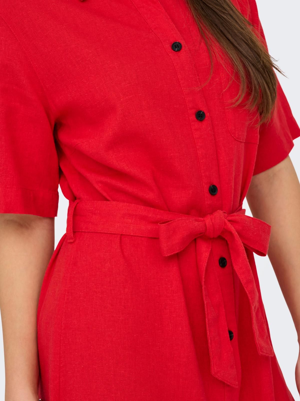 온리 레드 셔츠카라 벨트 롱 원피스 15338884_767 RED / MARS RED 이미지 7