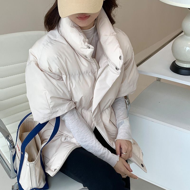 반팔패딩 반팔 오버핏 패딩 점퍼 루즈핏 경량 다운 여성 - 상세 이미지 4