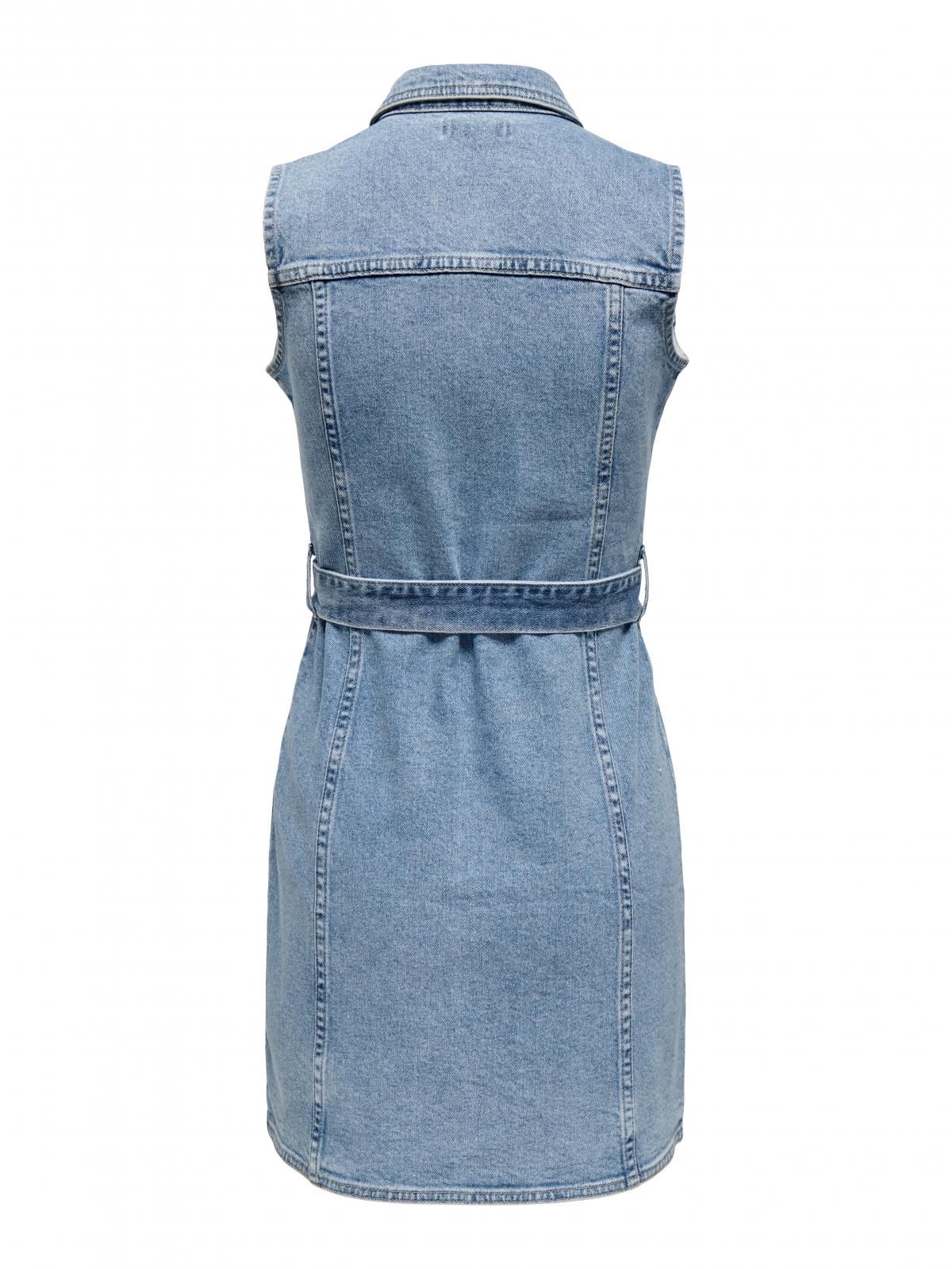 온리 데님 미니 원피스 벨티드 셔츠카라 15344283_2116 BLUE / LIGHT BLUE DENIM - 상세 이미지 4
