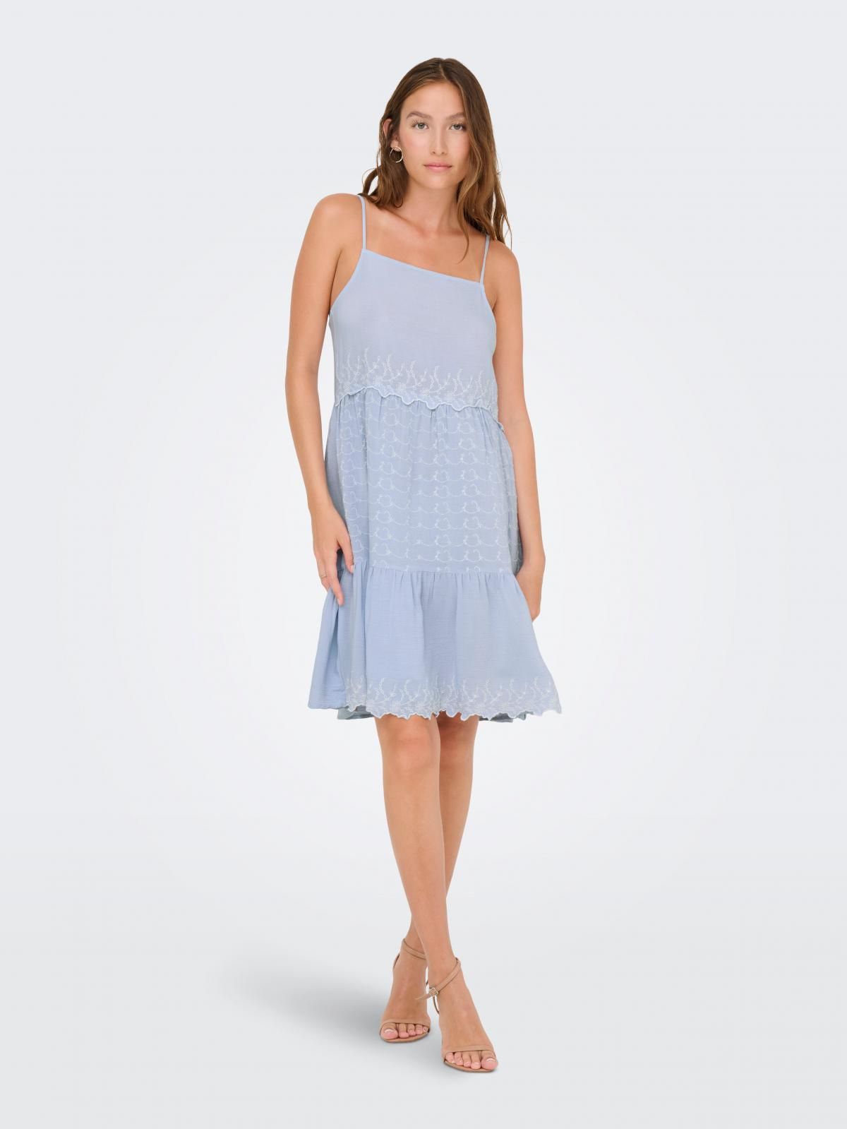 온리 레이스 자수 슬리브리스 미니 원피스 15366992_3013_1245970 BLUE / SOFT CHAMBRAY - 상품 이미지