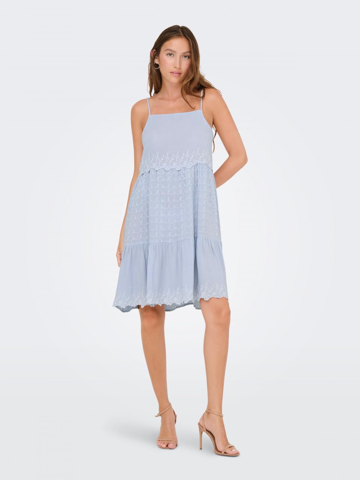 온리 레이스 자수 슬리브리스 미니 원피스 15366992_3013_1245970 BLUE / SOFT CHAMBRAY - 상세 이미지 5