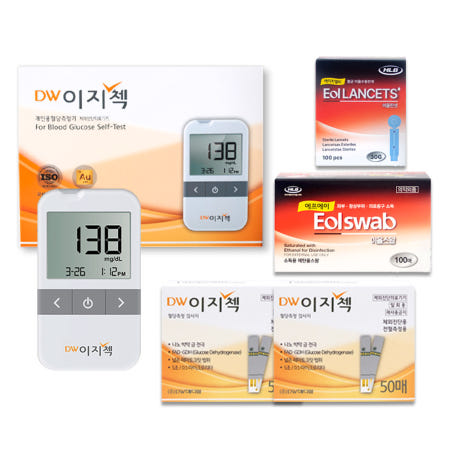 대웅 DW이지첵 혈당기계 + 당뇨시험지100매 + 채혈기 + 침100개 + 솜100매