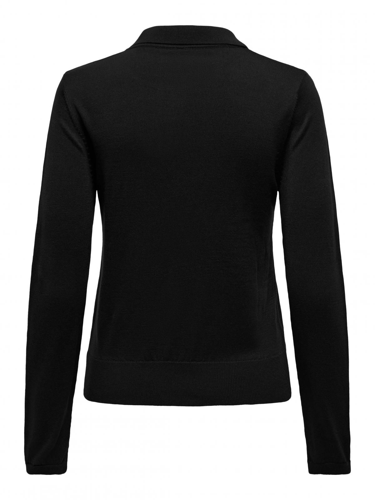 온리 테크니컬 니트 블랙 긴팔 폴로 티셔츠 15347184_2161 BLACK / BLACK - 상세 이미지 4
