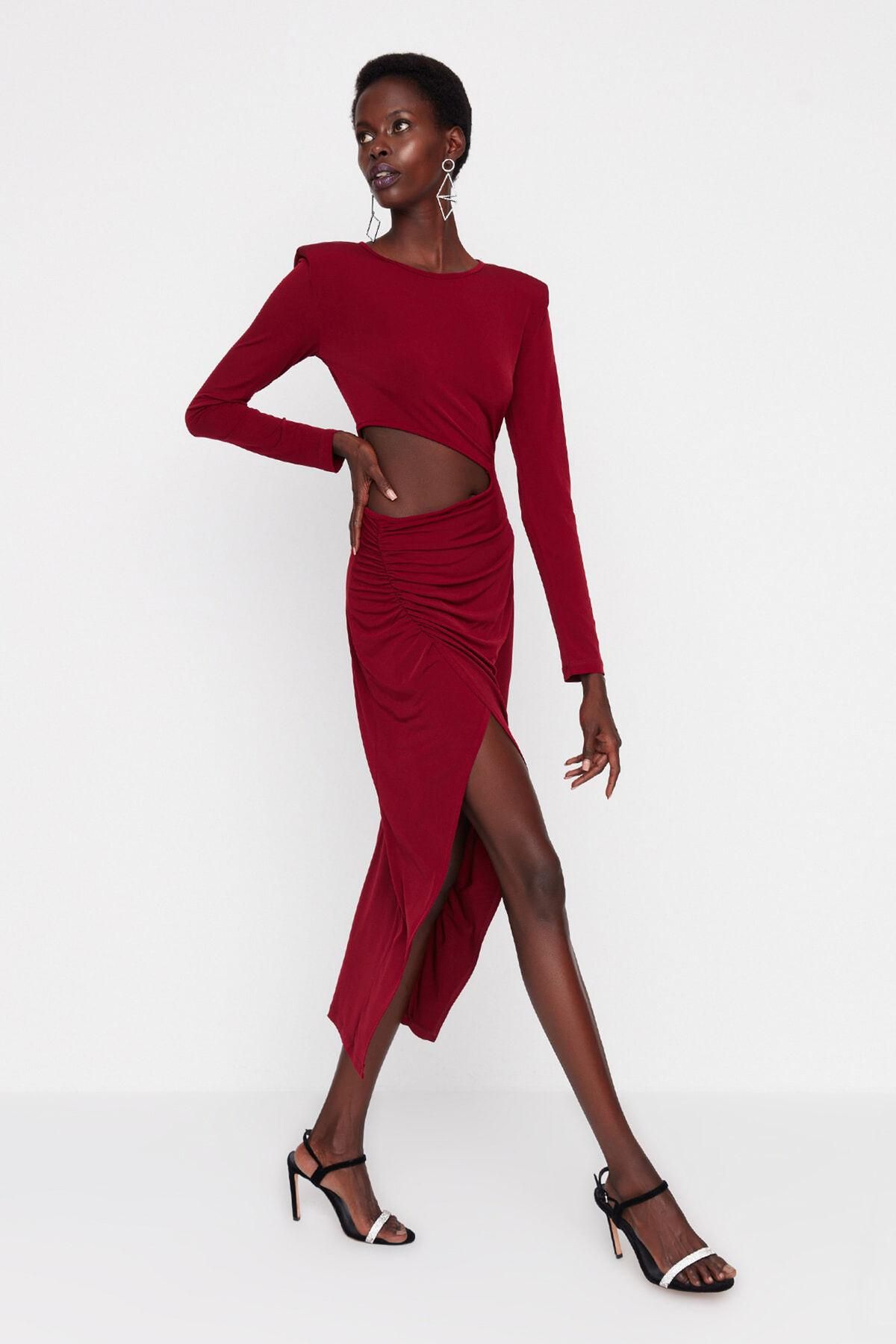 트렌디올 엘레강스 슬릿 컷아웃 미디 원피스 9122181 BURDEOS - 상세 이미지 3